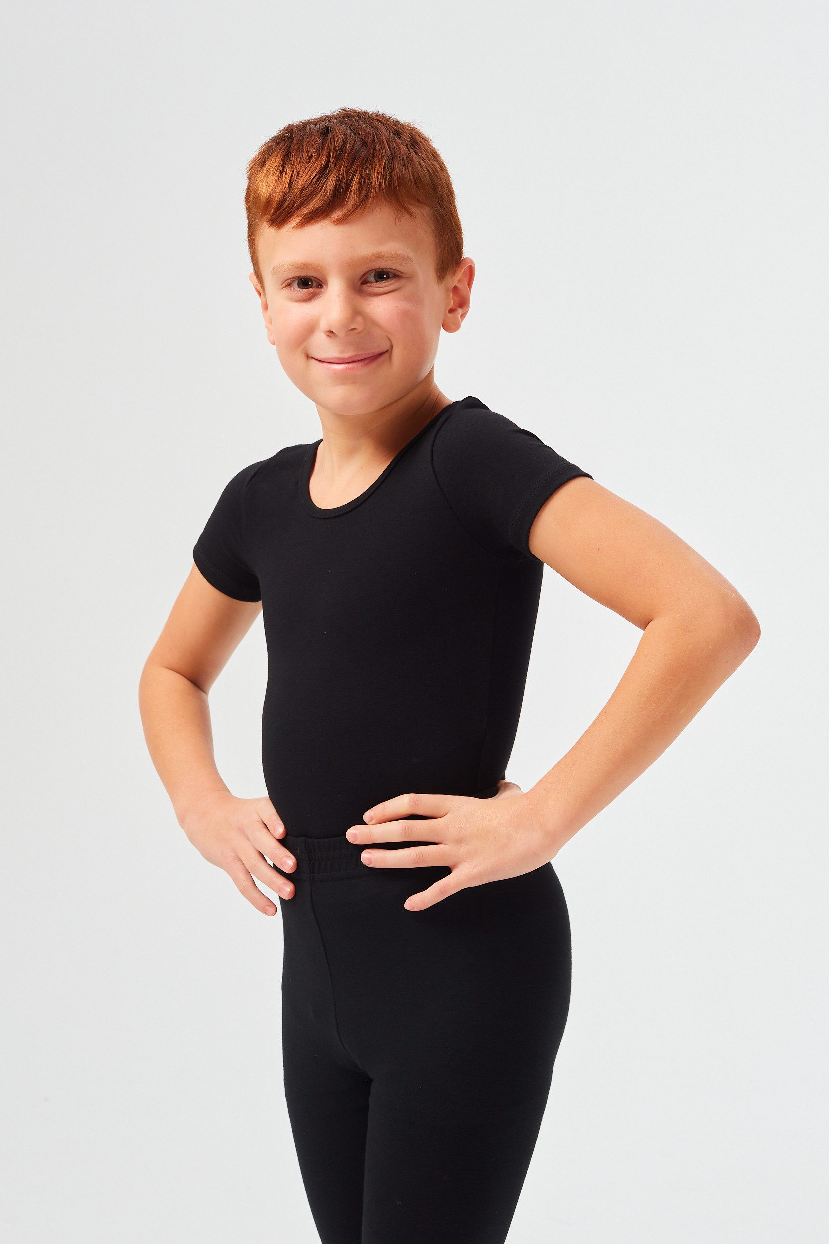 tanzmuster Sporttop Ballett Shirt Leo für Jungen Enganliegendes Oberteil für Tanz, Turnen & Training