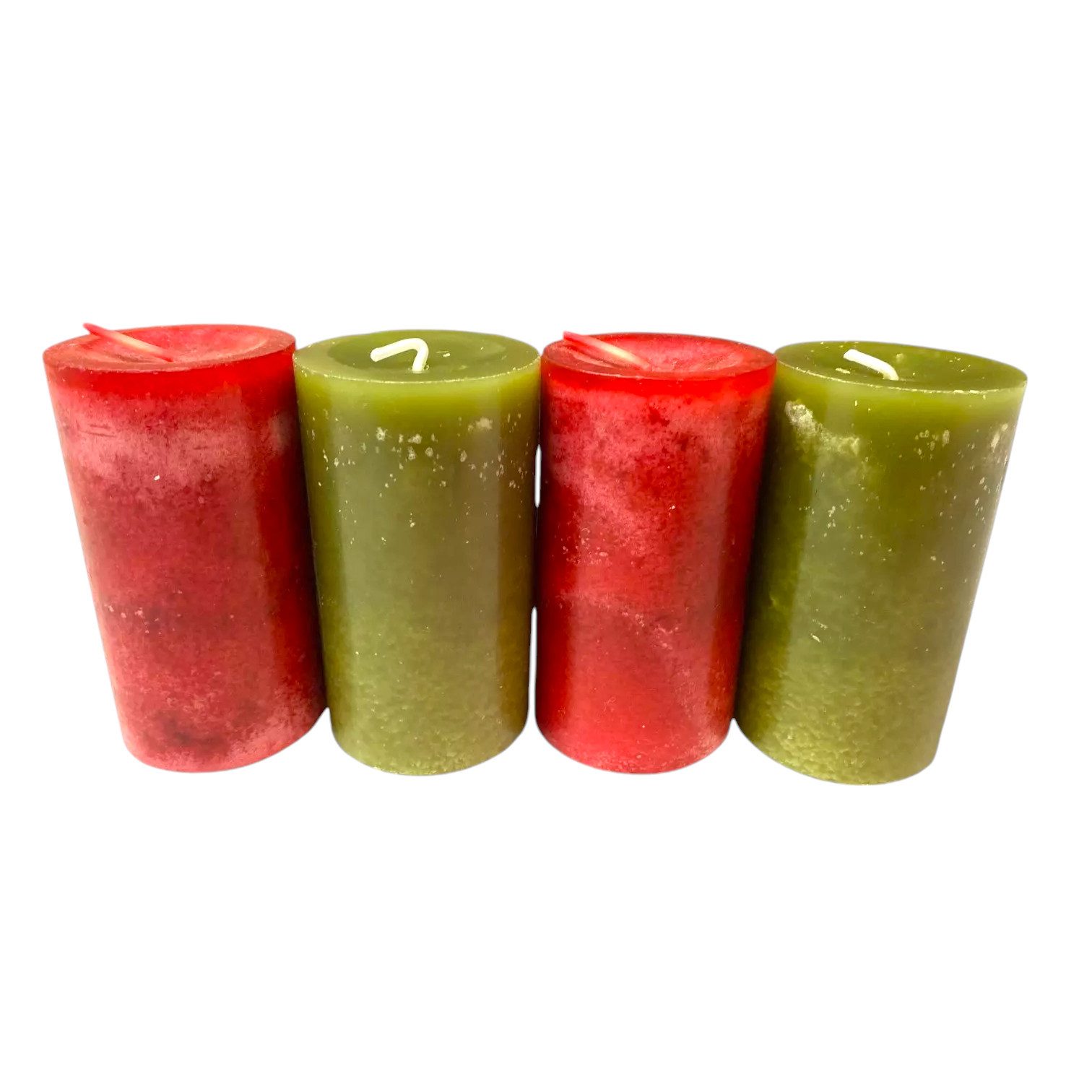 DekoTown Stumpenkerze 4er Set Kerzen "Santa", Grün, Rot – DEKRA geprüft günstig online kaufen