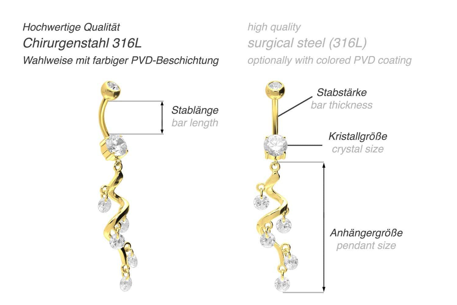 PIERCINGLINE Bauchnabelpiercing Chirurgenstahl Bananabell KRISTALLRANKE (Ba günstig online kaufen