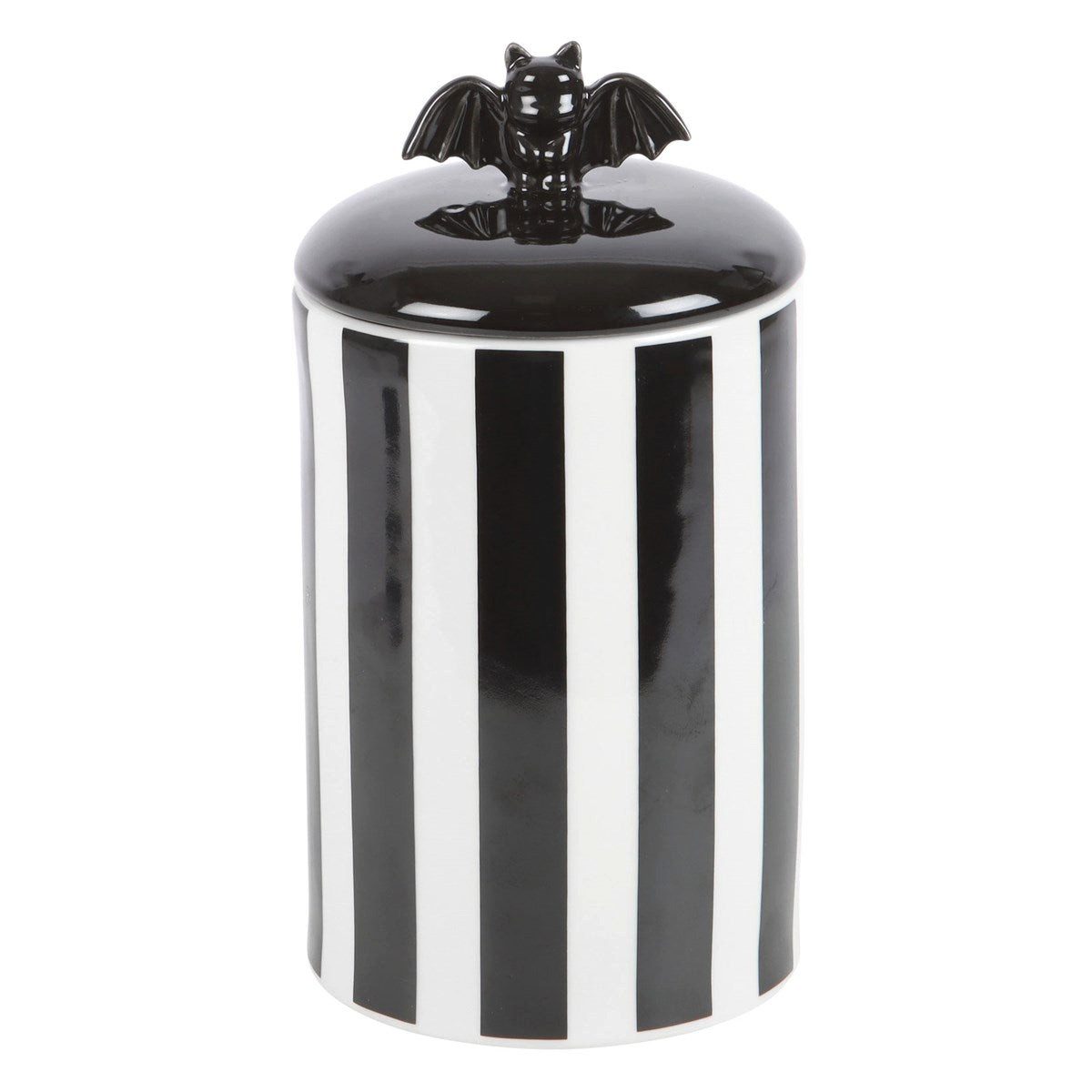 Something Different Aufbewahrungsdose Gothic Keksdose in schwarz-weiß gestreift mit Fledermaus