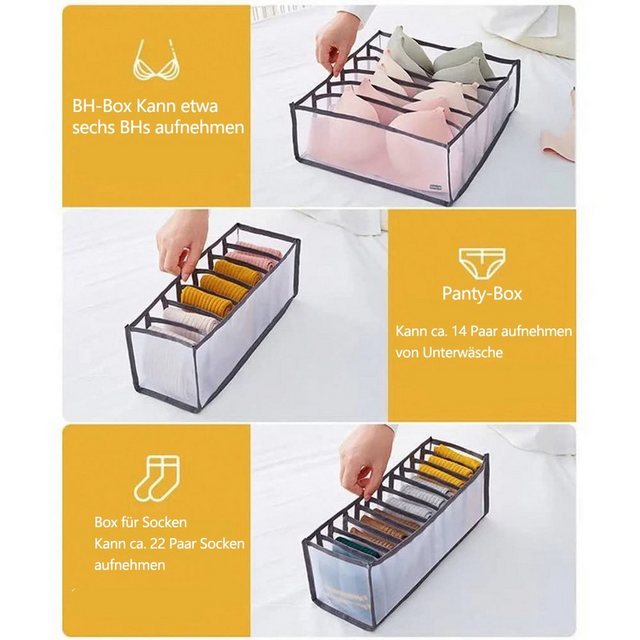 BEARSU Aufbewahrungskorb “Aufbewahrung-Aufbewahrungsboxen für Unterwäsche, grau, 6-Zellen-Schubladen-Organizer, faltbar für BH, Unterwäsche,Stoffbox Schublade” (1 St)