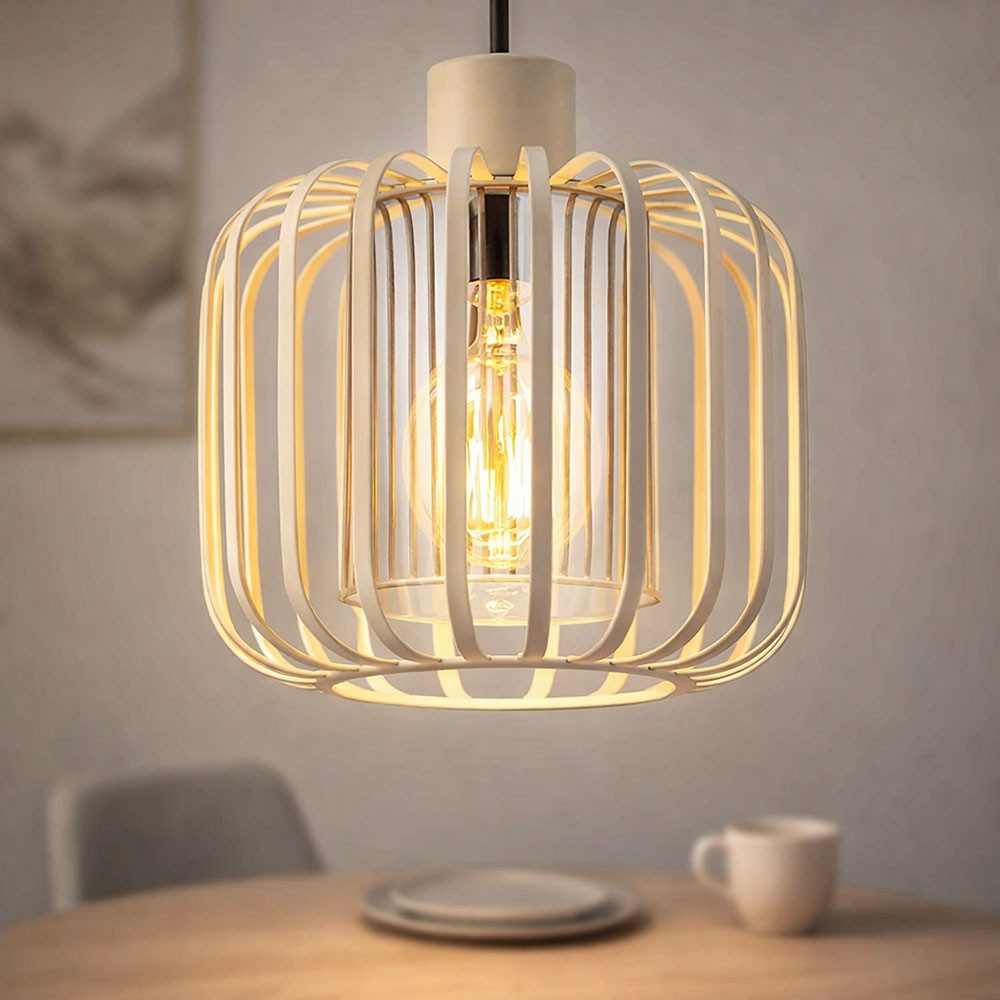 GLOBO LIGHTING LED Pendelleuchte, Leuchtmittel inklusive, Warmweiß, Hängelampe Pendelleuchte Metallgitter sand Rauchglas LED Retro Küche