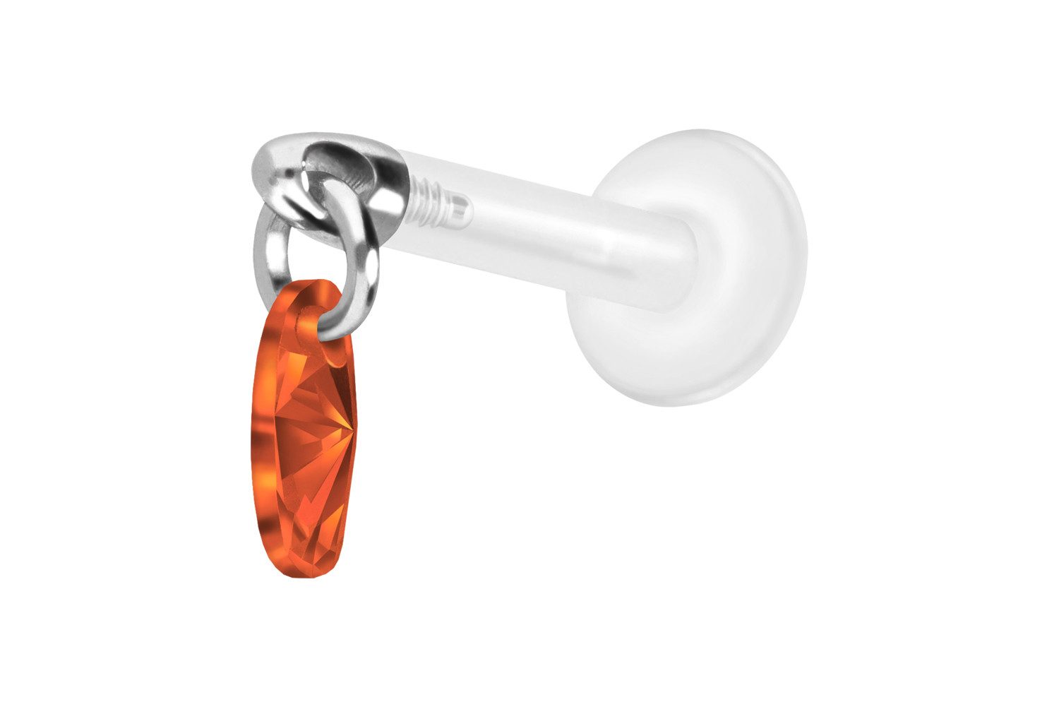PIERCINGLINE Piercing-Set PTFE Labret mit Innengewinde + Titan-Aufsatz KRISTALLOVAL (Labrets, 1-tlg)