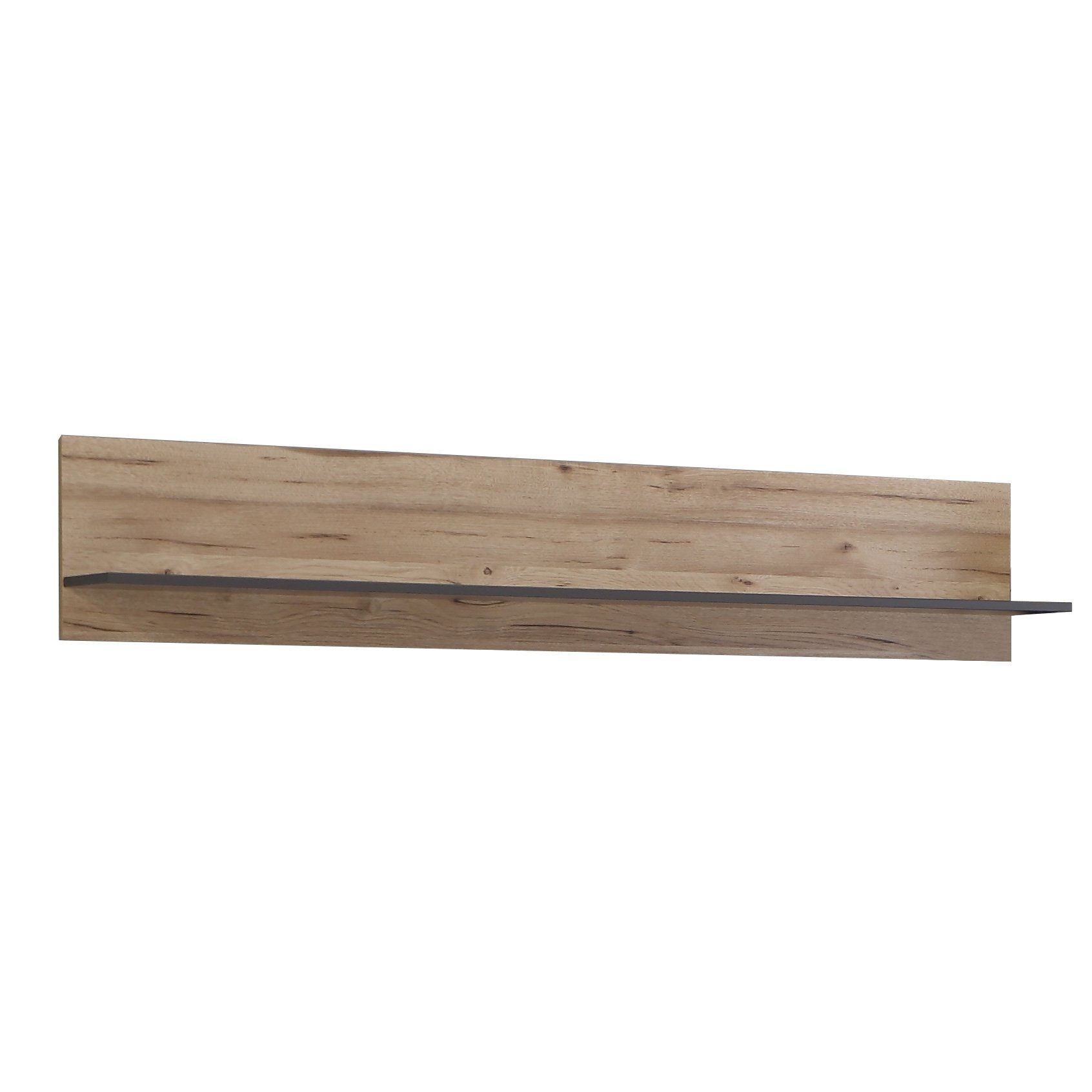 Newroom Wandboard Melvin, Wandboard Grau und Planked Eiche Modern Wandregal Bücherregal