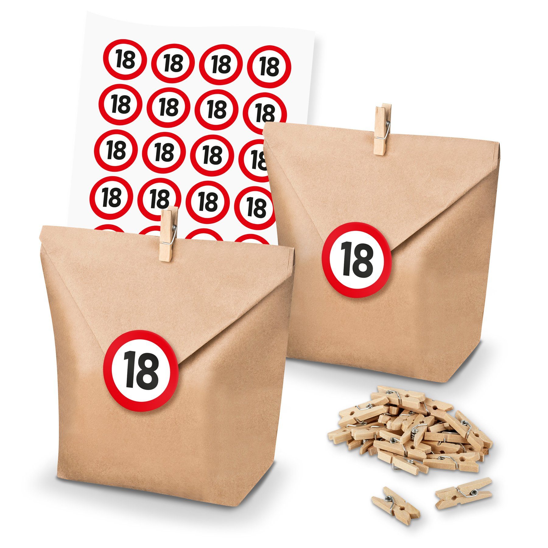 itenga Geschenkpapier 24x SET Verkehrszeichen itenga Tüten+Klammern+S (103) Geschenktüten 18