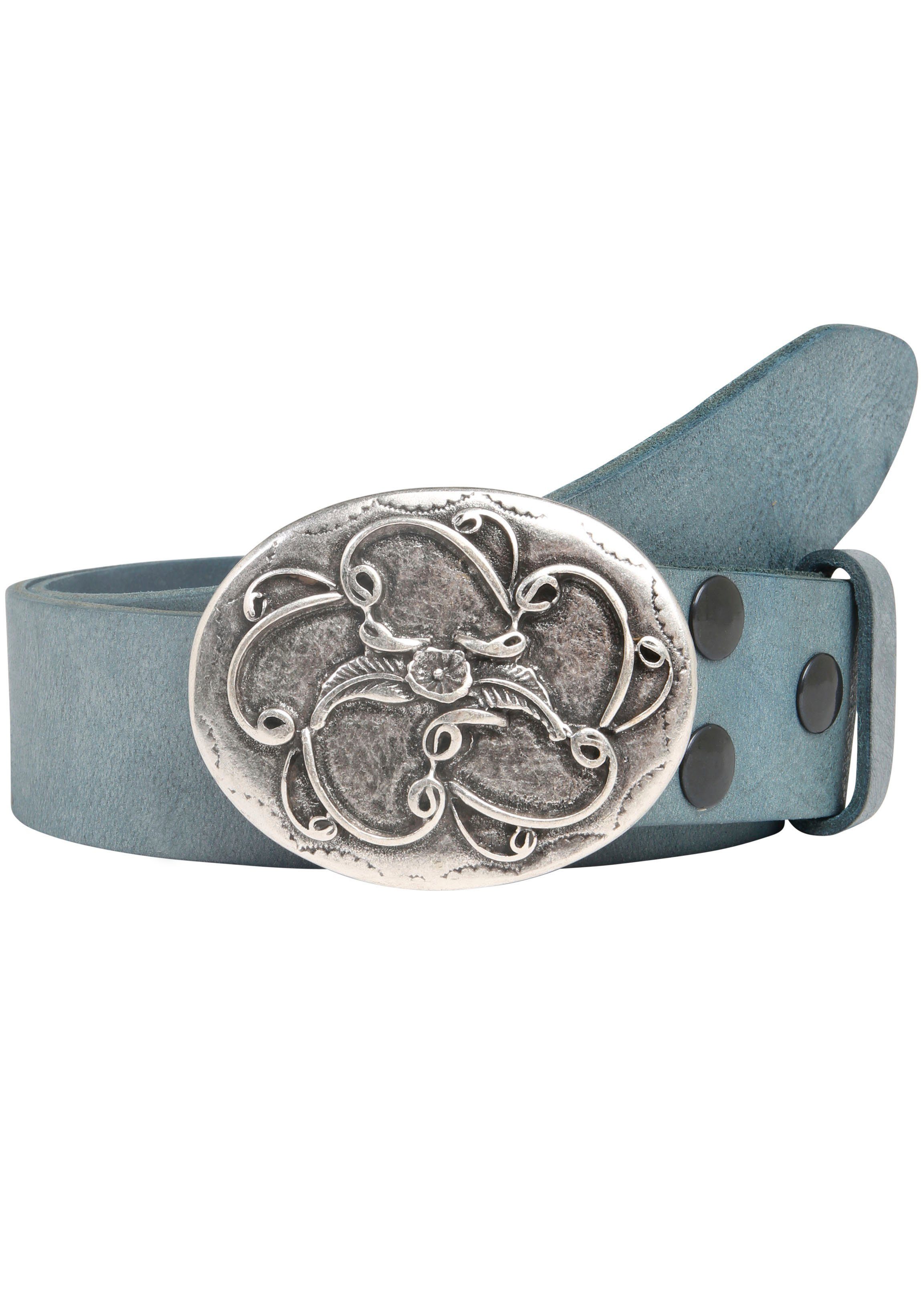 Rettungsring Gürtel Ledergürtel mit austauschbarer Schließe »Blume Schnörkel«