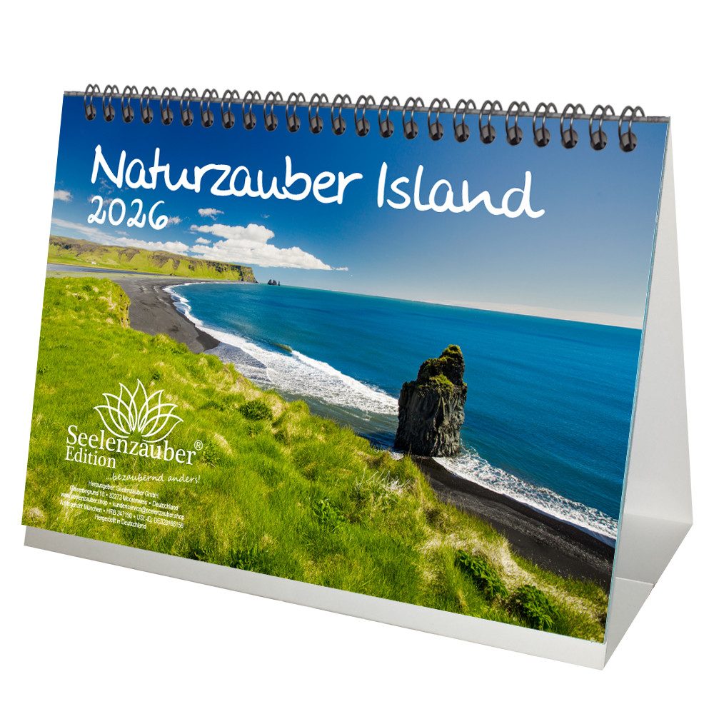 Seelenzauber Tischkalender Naturzauber Island DIN A5 Tischkalender für 2026 Natur Reise Land