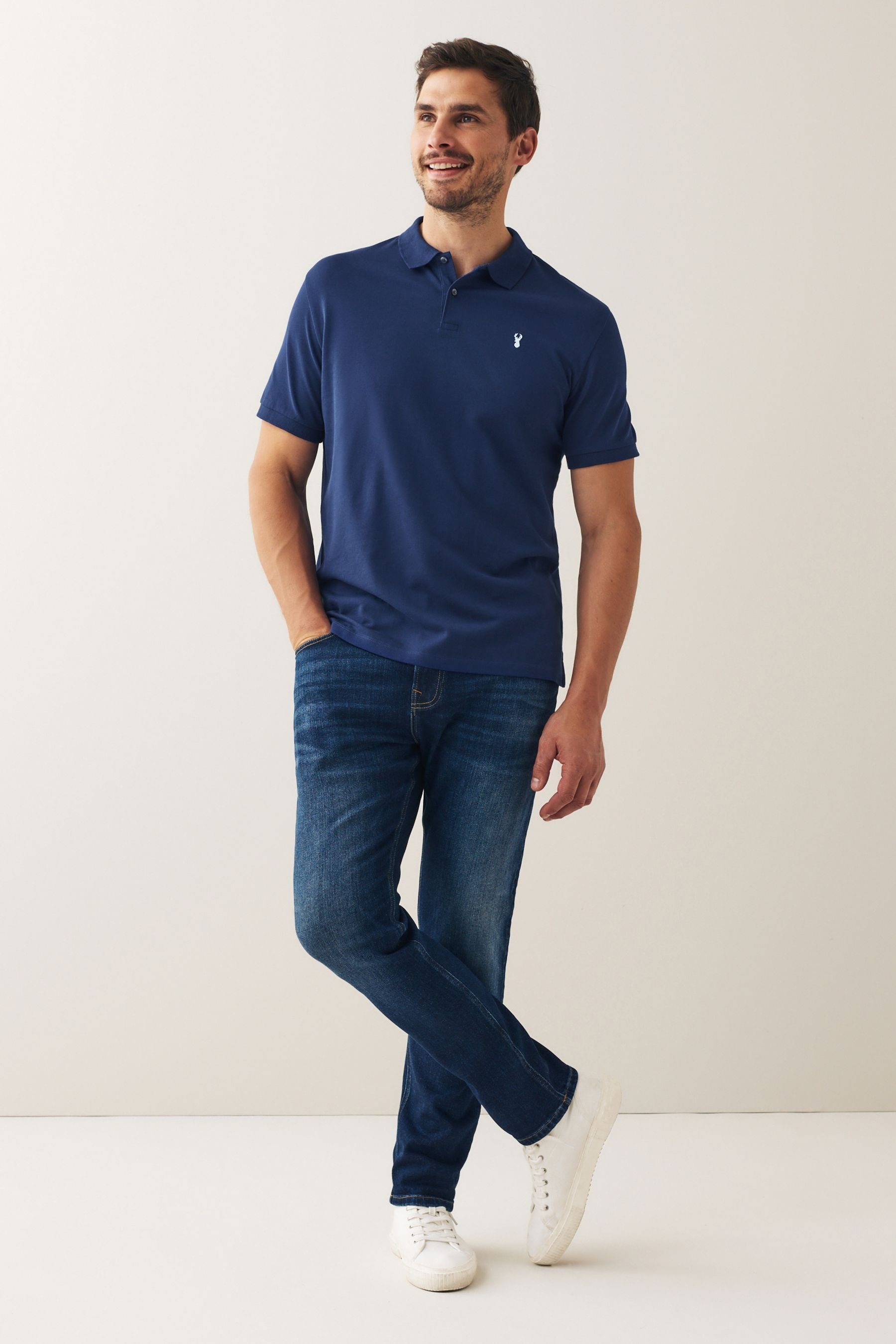 Rich (1-tlg) Poloshirt Piqué-Poloshirt Blue Next