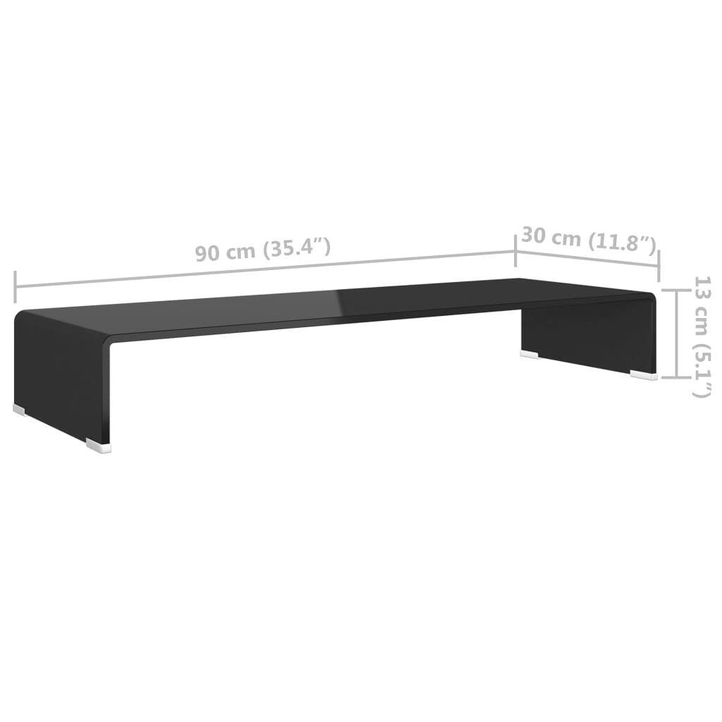 Schwarz TV-Tisch/Bildschirmerhöhung Glas 90x30x13 TV-Schrank furnicato cm