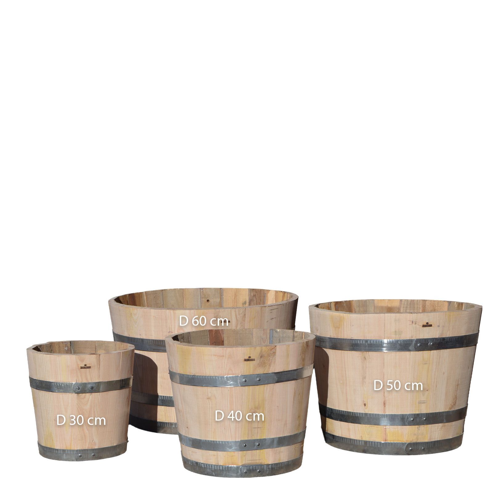 Temesso Pflanzkübel Kübel NATUR, Pflanzkübel aus Kastanienholz, 30 bis 60 cm Durchmesser
