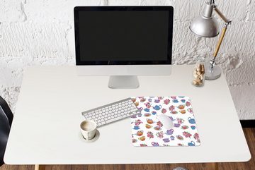 MuchoWow Gaming Mauspad Muster - Tee - Rosen - Teekanne (1-St), Mousepad mit Rutschfester Unterseite, Gaming, 40x40 cm, XXL, Großes