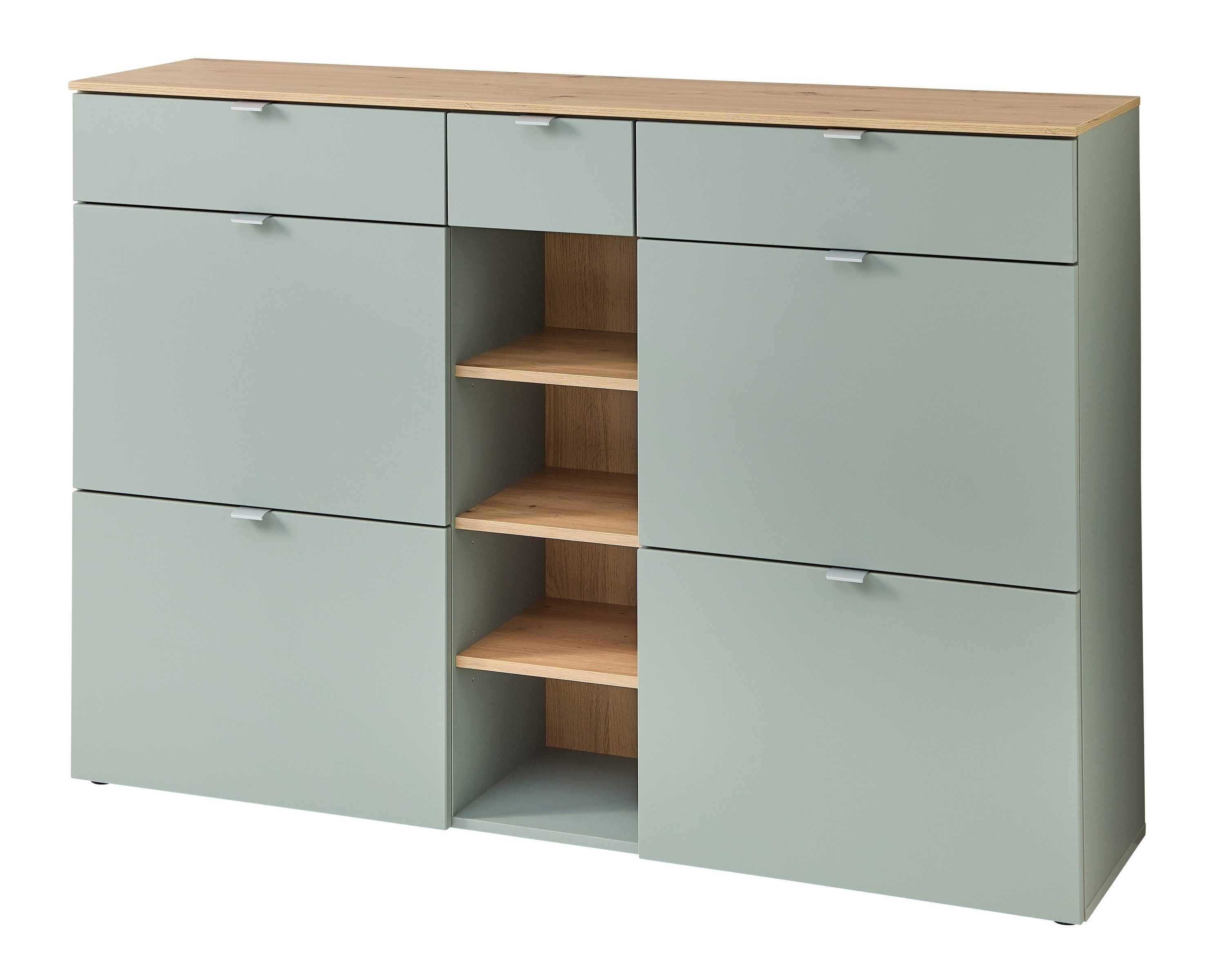 freiraum Schuhschrank Bari in Schilfgrün matt, MDF, Spannplatte - 148x103x38cm (BxHxT)