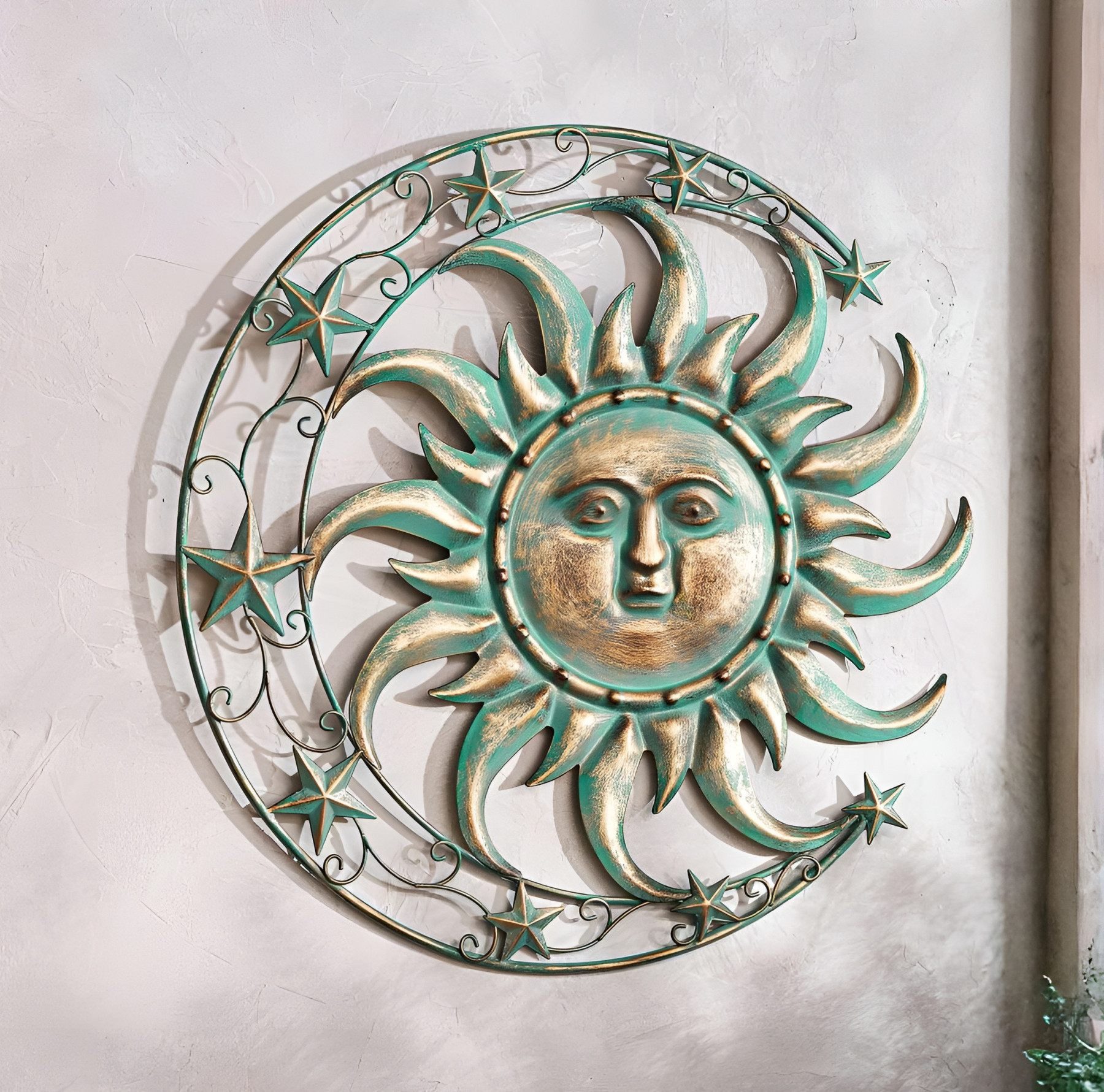 Dekoleidenschaft Wanddekoobjekt "Sonne, Mond & Sterne" 3D Wanddeko aus Meta günstig online kaufen