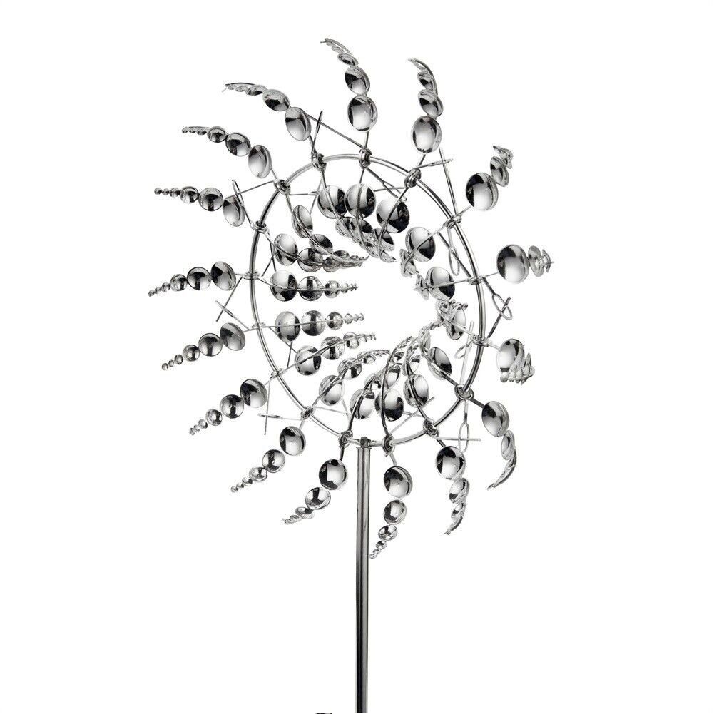 Orbeet Gartenfigur Magische Metall Windmühle Garten Wind Spinner Windfänger, (1 St), Rasen Wind Spinners für Outdoor Wind Catcher Silber