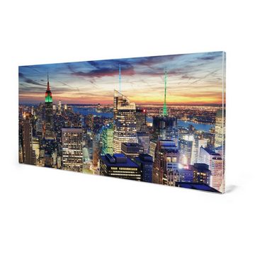 banjado Wandtafel Stahl New York Sunset, (inkl. 4 Magnete, Stahlmagnettafel)