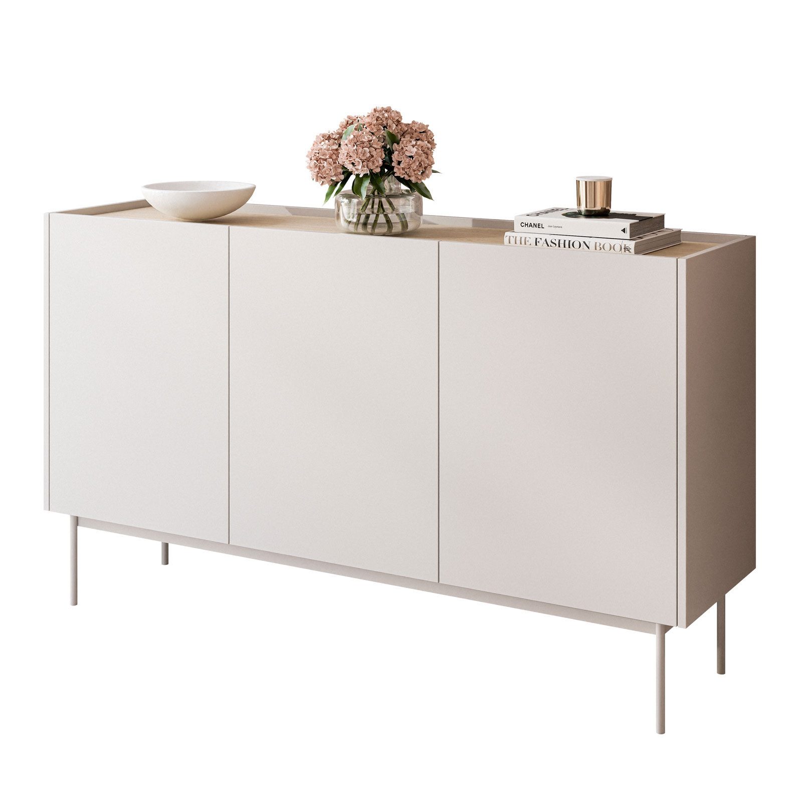 ALLHOUSE24 Kommode Dreitürige Kommode LINEA 144 cm Breite Eiche Linea Sideboard, Breite 144 cm