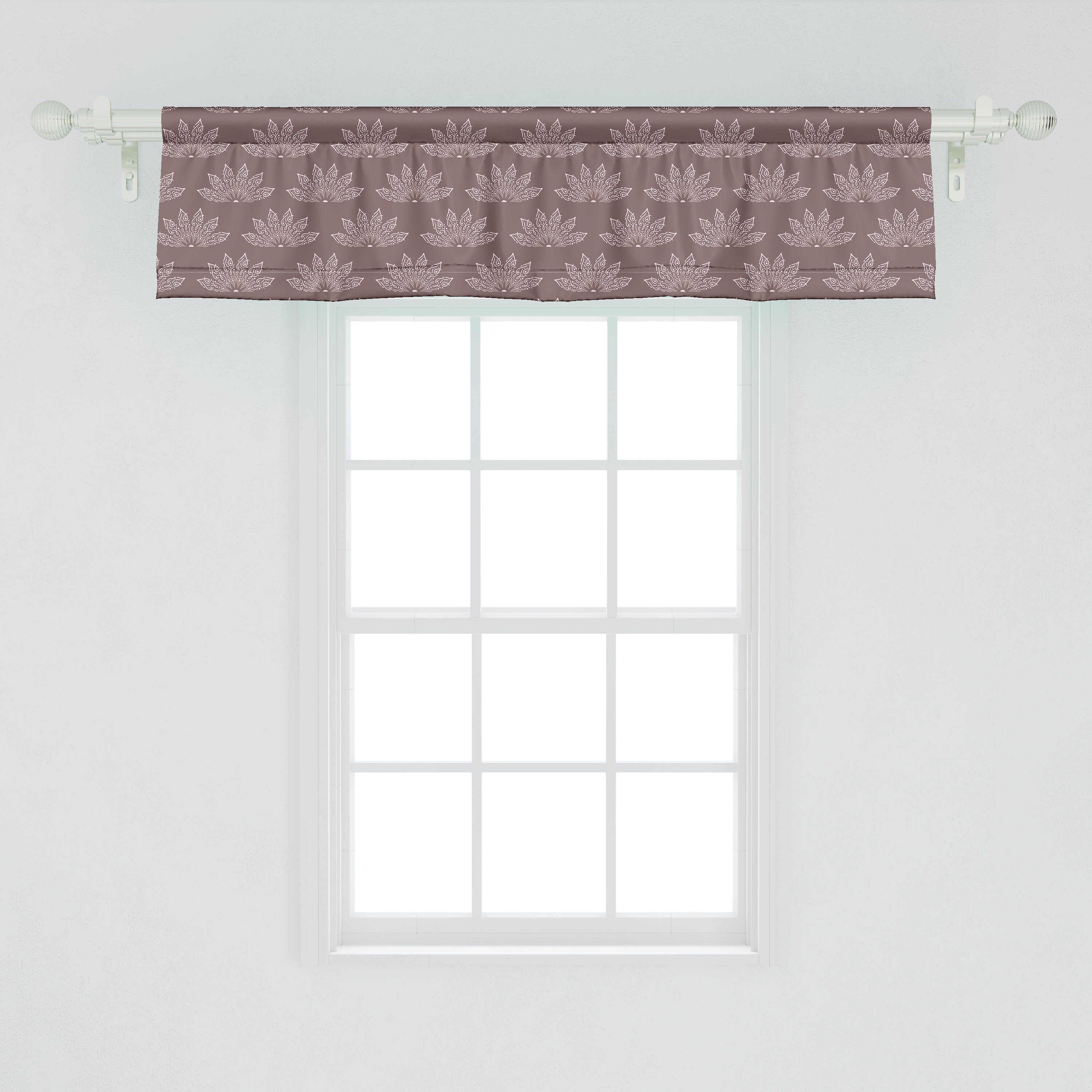Lotus für Dekor Scheibengardine Flower Vorhang Volant Motiv Inspired Stangentasche, Microfaser, Küche Schlafzimmer Blumen Abakuhaus, mit