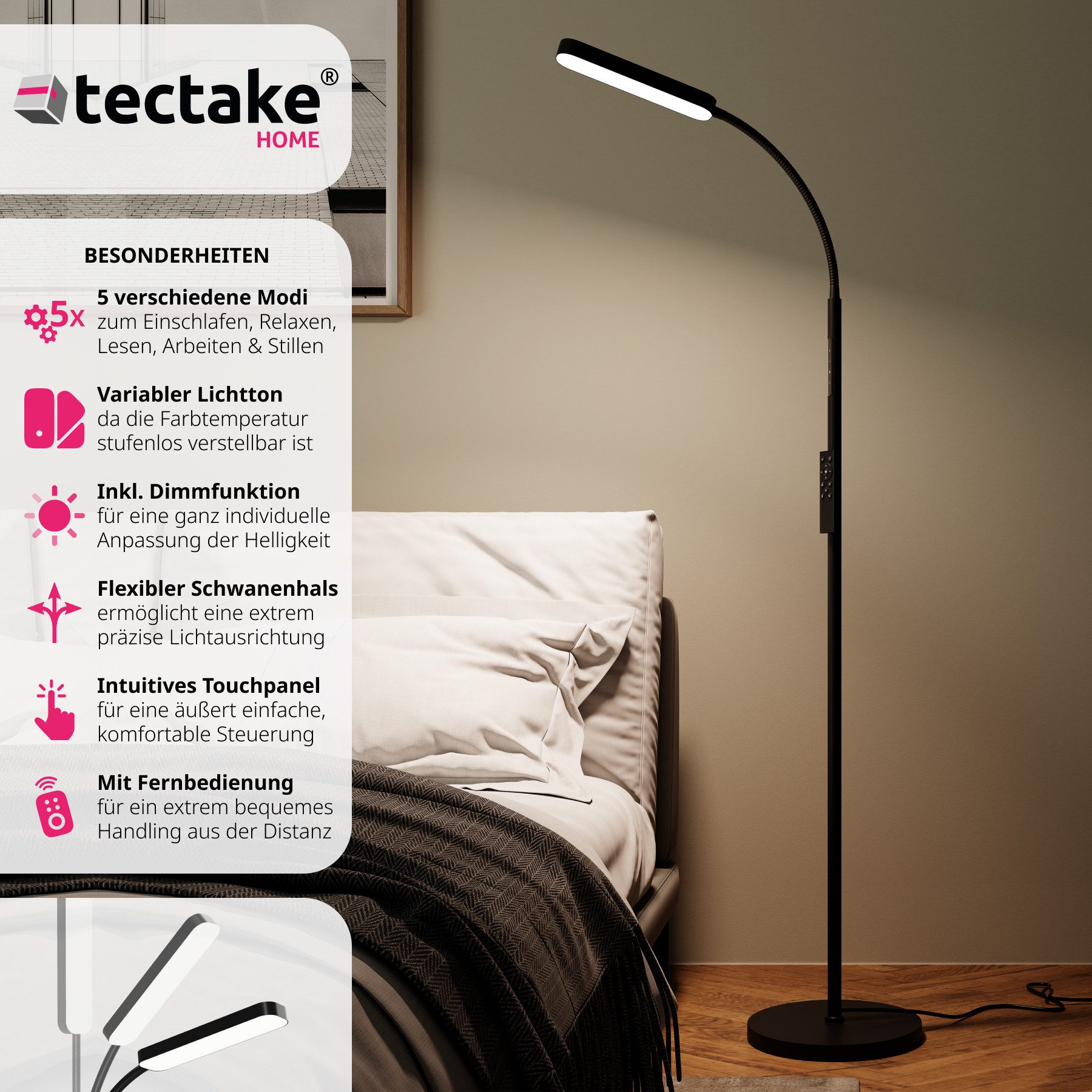 tectake Stehlampe Wohnzimmerlampe Prisma LED, 5 günstig online kaufen