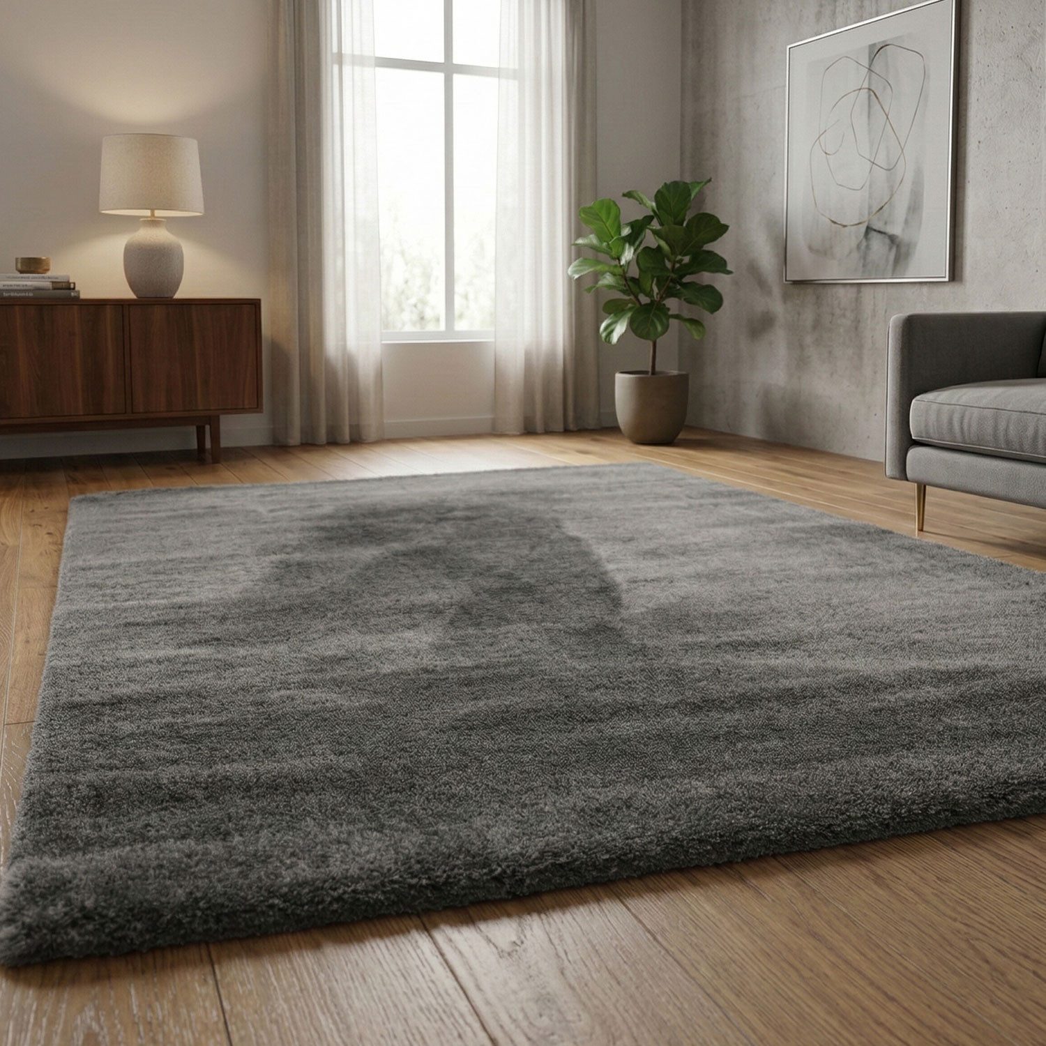 Vimoda Fellteppich Mikrofaser Ultra Weich, Teppich Wohnzimmer in moderne Farben, Rund, Höhe: 18 mm, Teppich Hochflor Mikrofiber Läüfer Shaggy Flauschiger