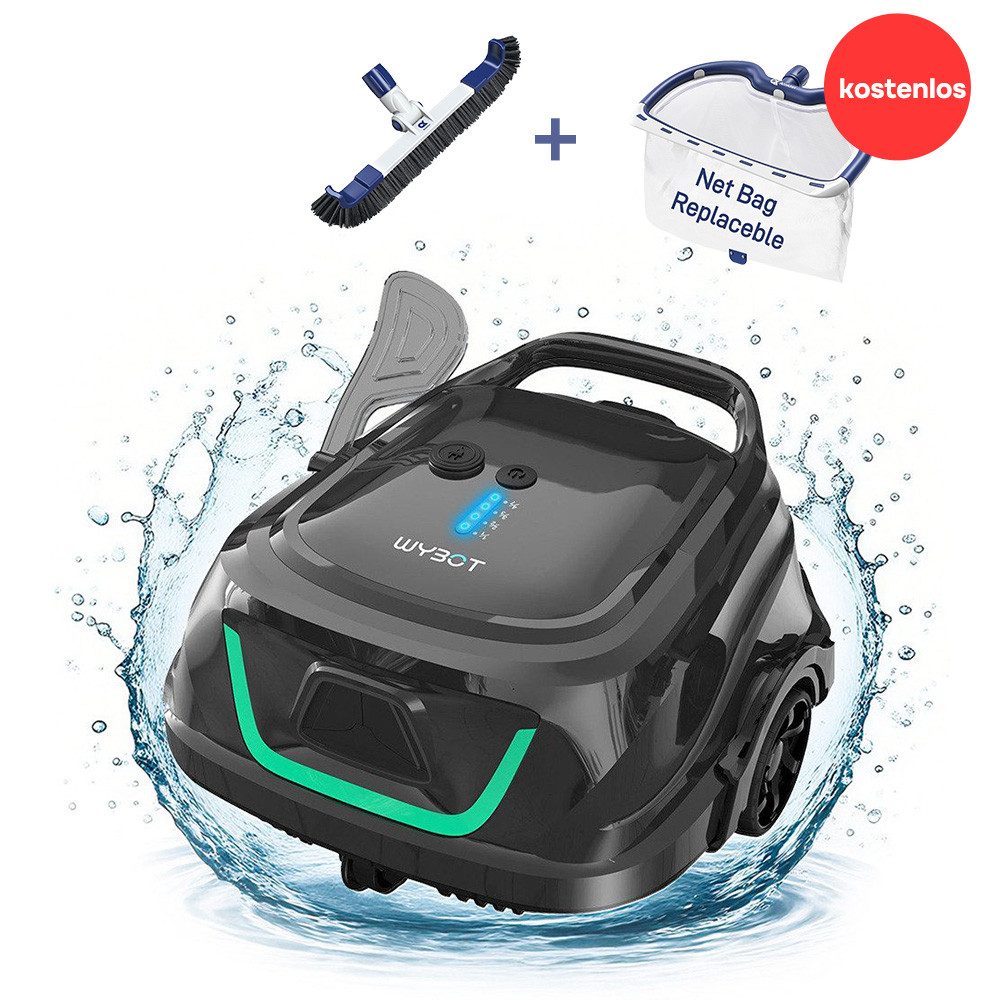 WYBOT Poolroboter Pool-Saugroboter, Doppelfilter, 120 min Laufzeit, 2,5 H Schnellaufladung
