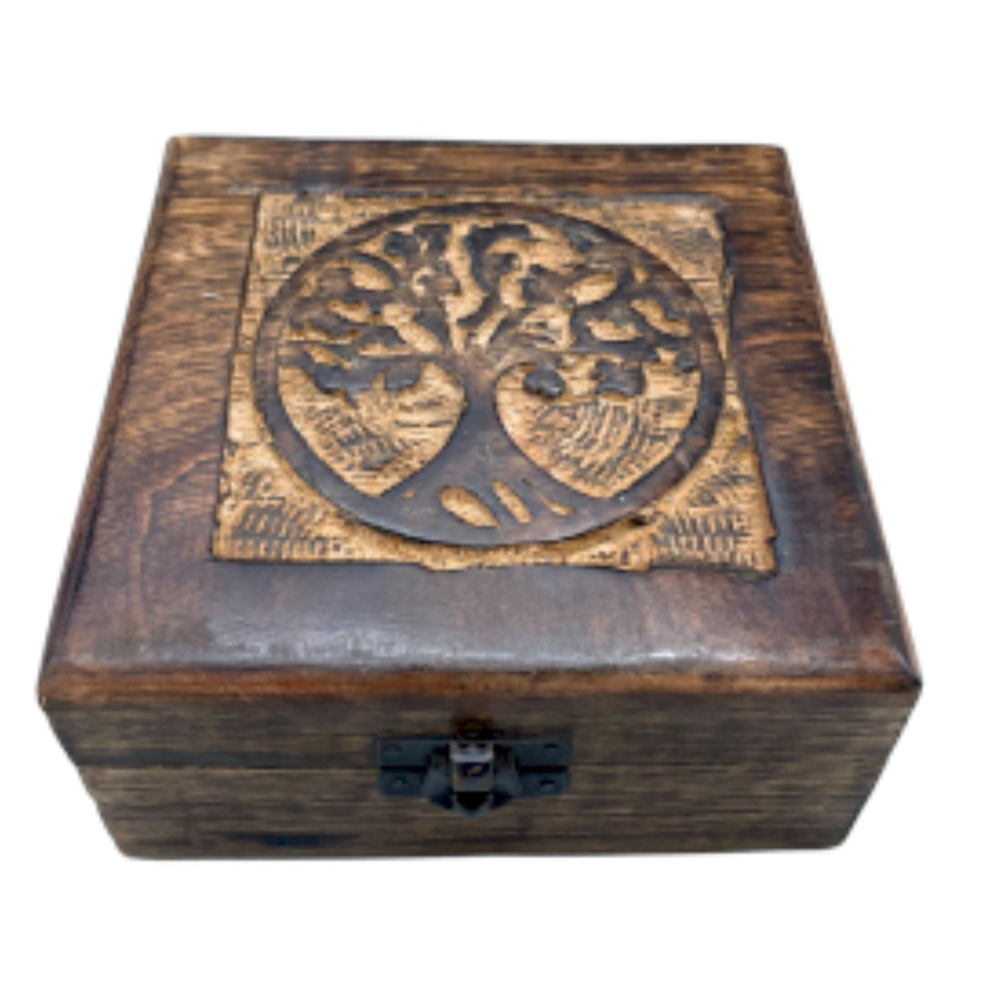 Bali-Homedecor Aufbewahrungsbox Quadratische Box Holz 13cm "Baum des Lebens günstig online kaufen