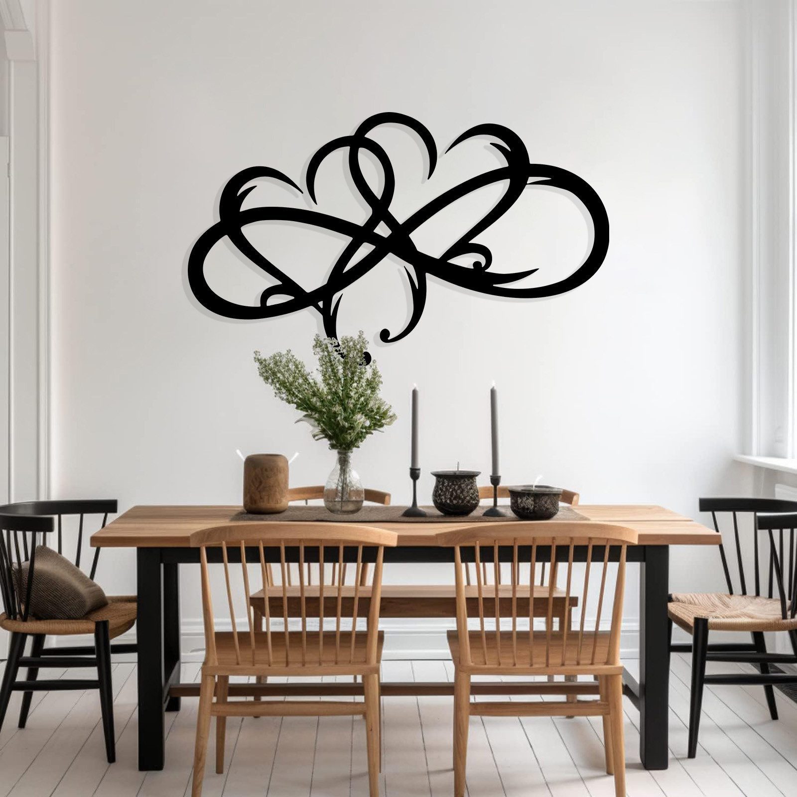 Jumpeak Wanddekoobjekt Herzen-Wanddeko,herzförmige Metalldekoration,silberhochzeit geschenk (Unendliche Herzen, deko weihnachten,abstrakte Linien), Deko Wohnzim – Bild 2 von 5