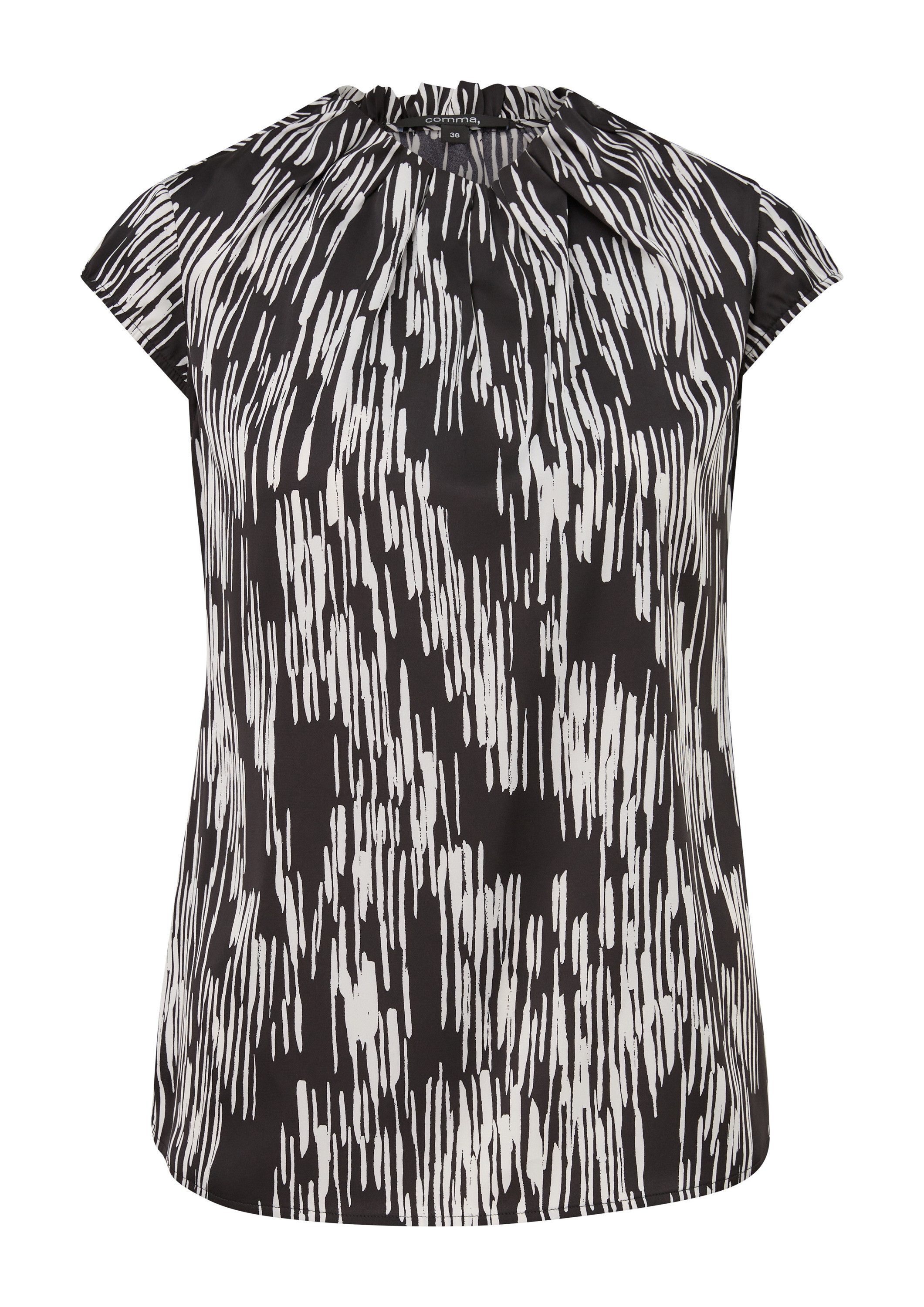 comma Blusentop Bluse Geraffte Bluse mit All-over-Print günstig online kaufen