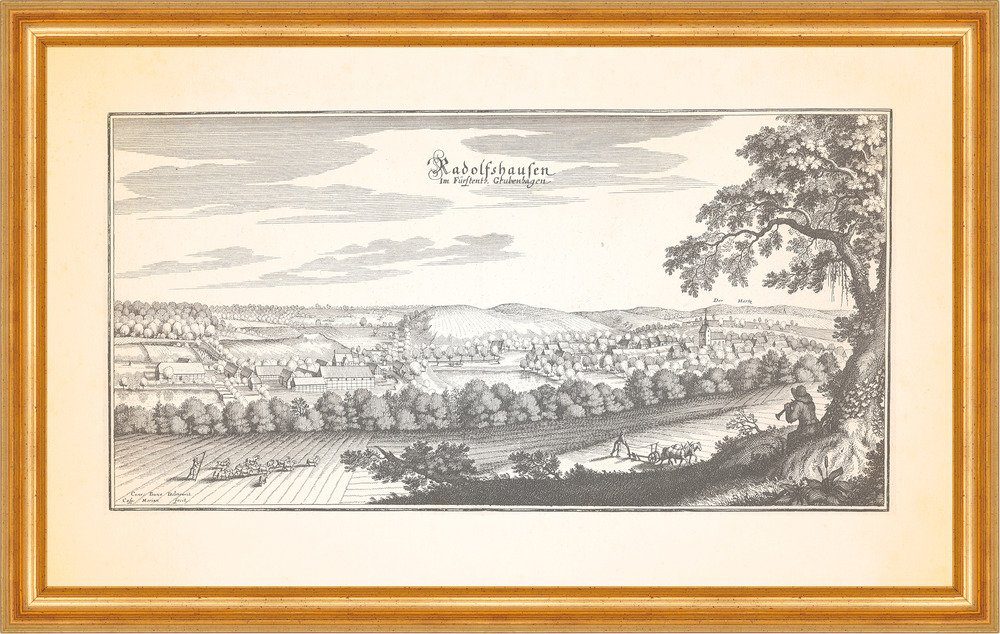 Kunstdruck Radolfshausen im Fürstenthum Grubenhagen Amtshaus Schloß Merian 0524 G