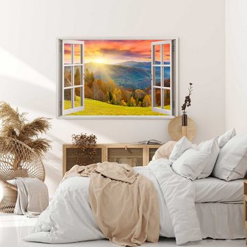 Sinus Art Leinwandbild Wandbild 120x80cm Fensterbild Alpenlandschaft Berge Alpen Wiesen Grün, (1 St)