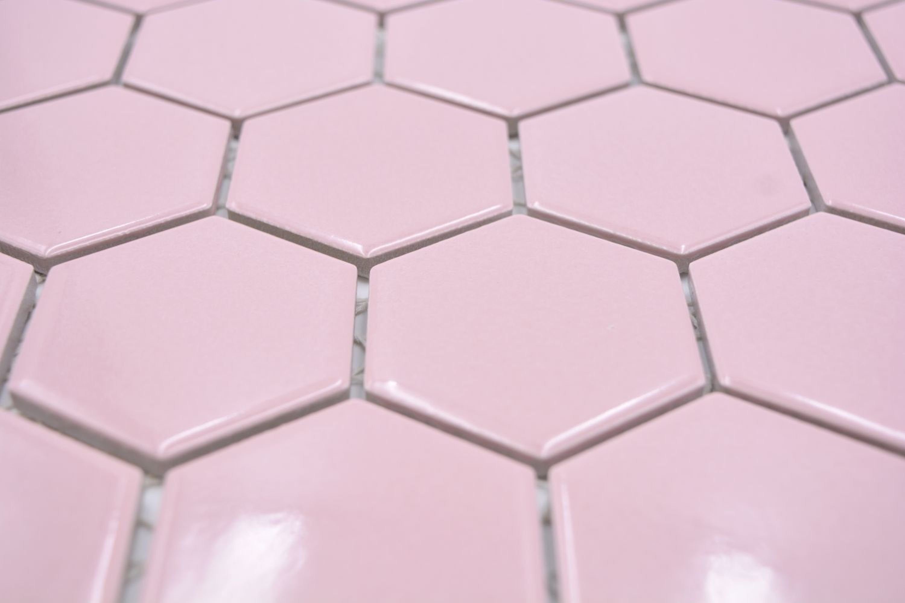 Mosani Mosaikfliesen Hexagonale Sechseck Mosaik Fliese Keramik altrosa