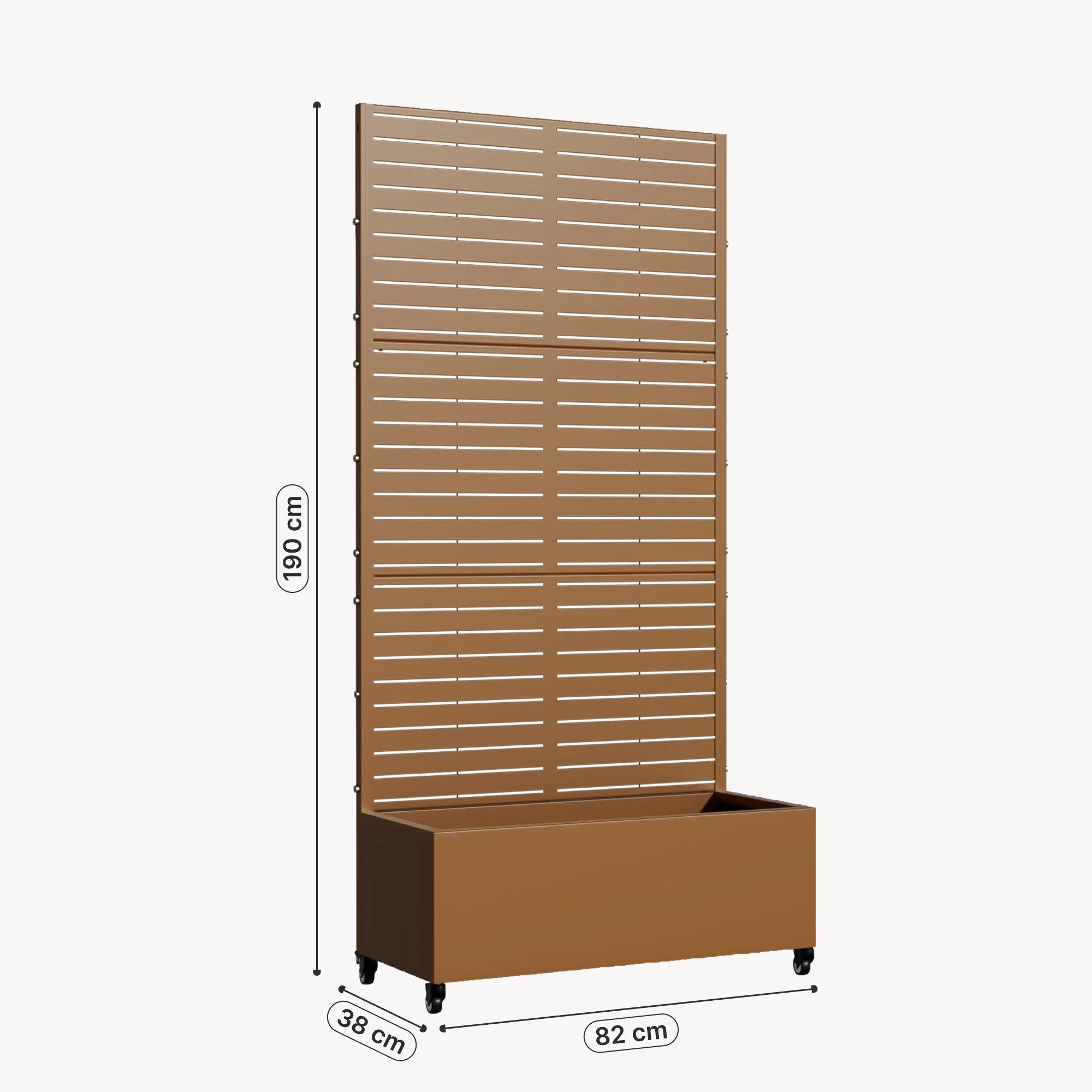 casa.pro Blumenkasten, »Nodepp« mit Sichtschutz 4 Rollen 190x82x38 cm Stahl Braun