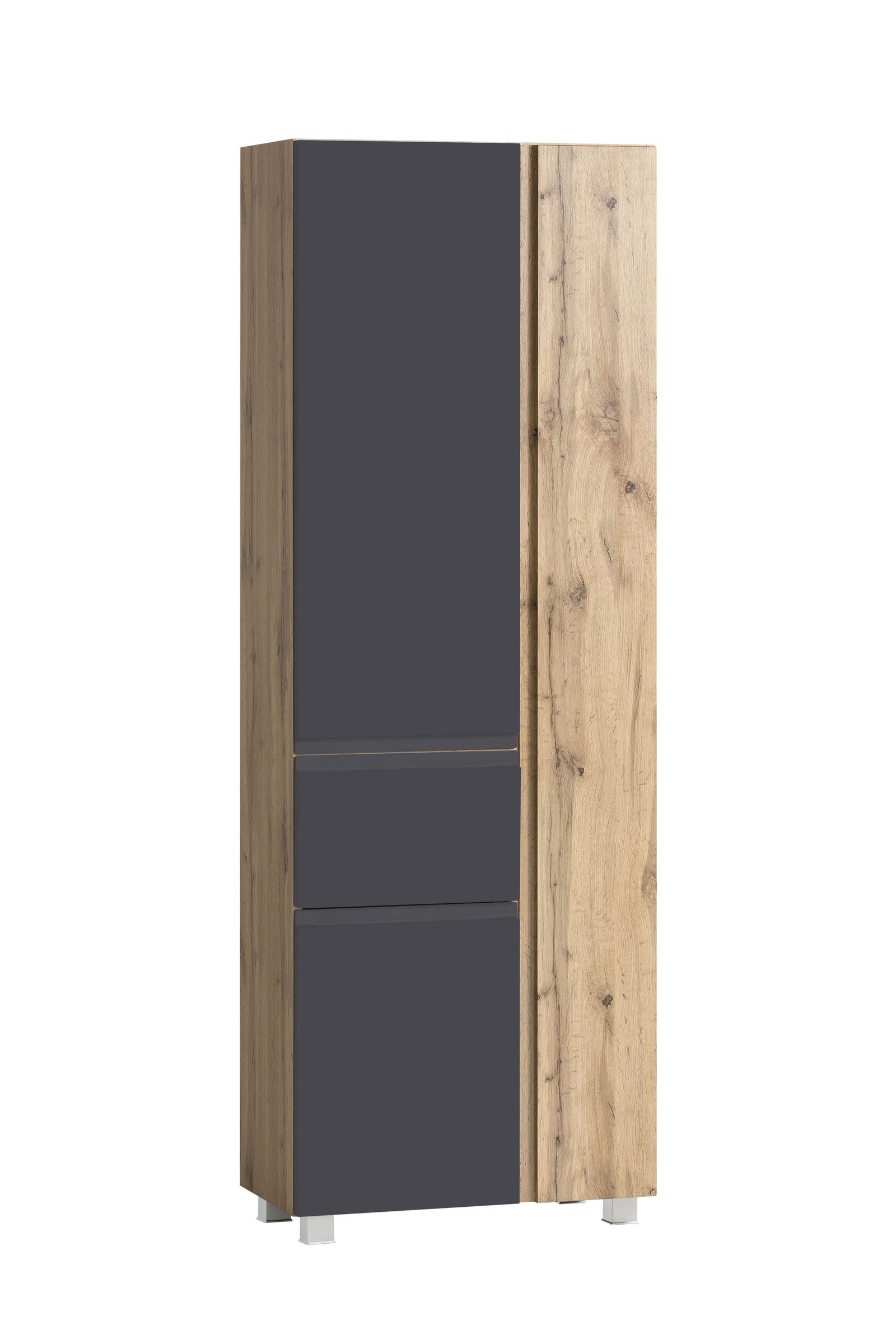 HELD MÖBEL Seitenschrank in grau / Wotaneiche, MDF - 65x180x35cm (BxHxT)