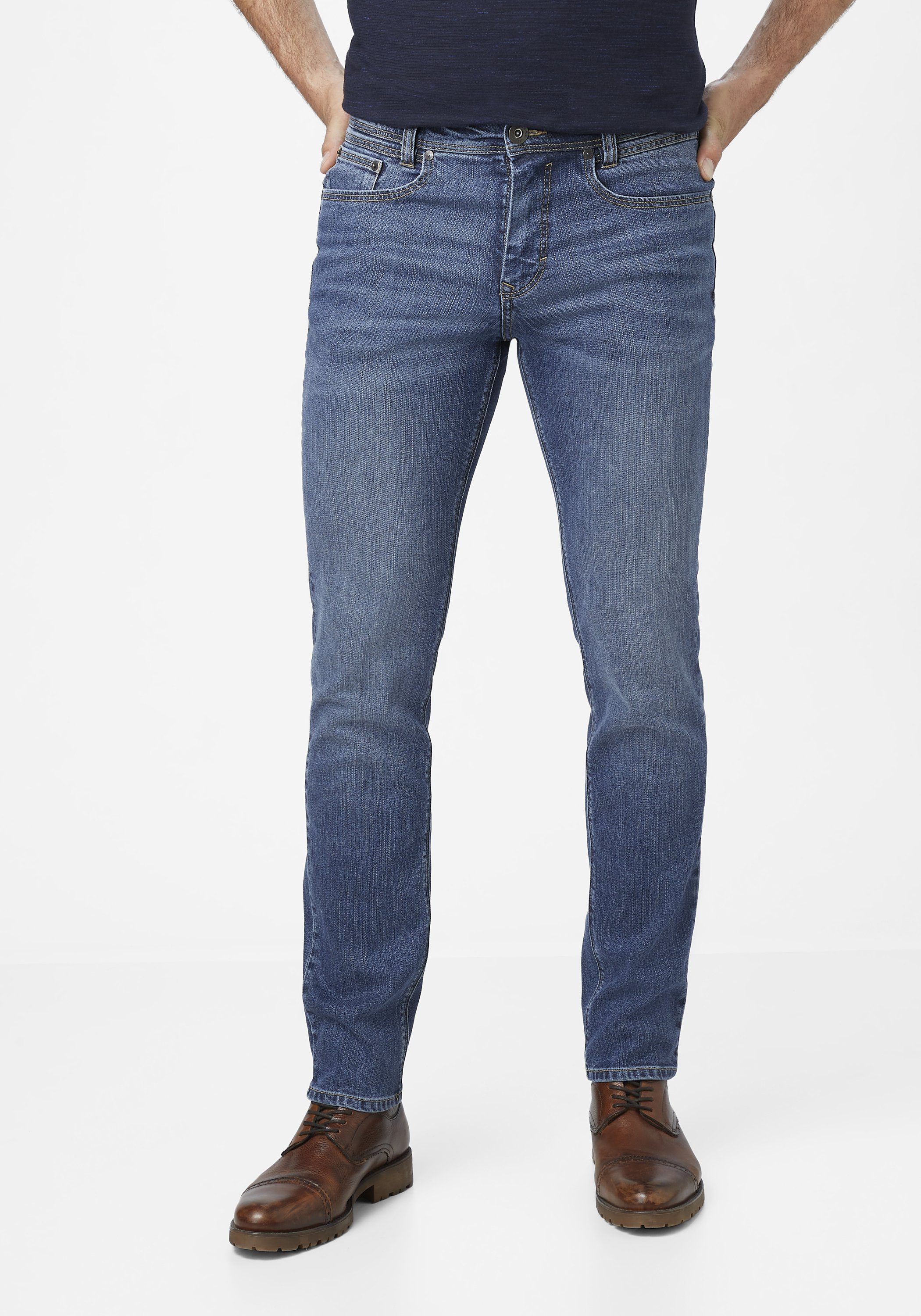 Paddock's Slim-fit-Jeans PIPE 5-Pocket Jeans mit Motion & Comfort Stretch medium blue used moustache