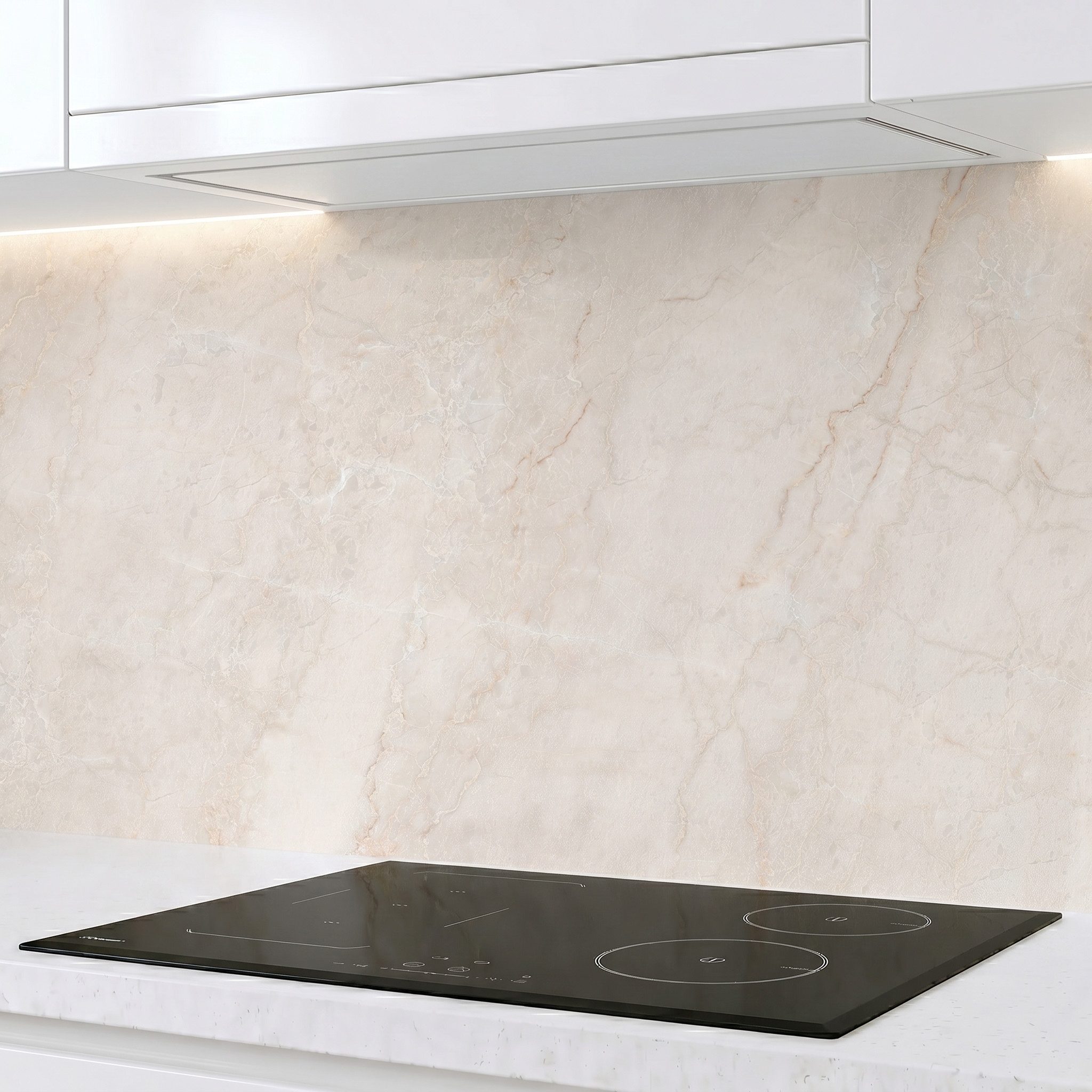 Rodnik Küchenrückwand Marmor Creme Beige, monolithische ABS-Platte mit Direktdruck, formstabil und langlebig