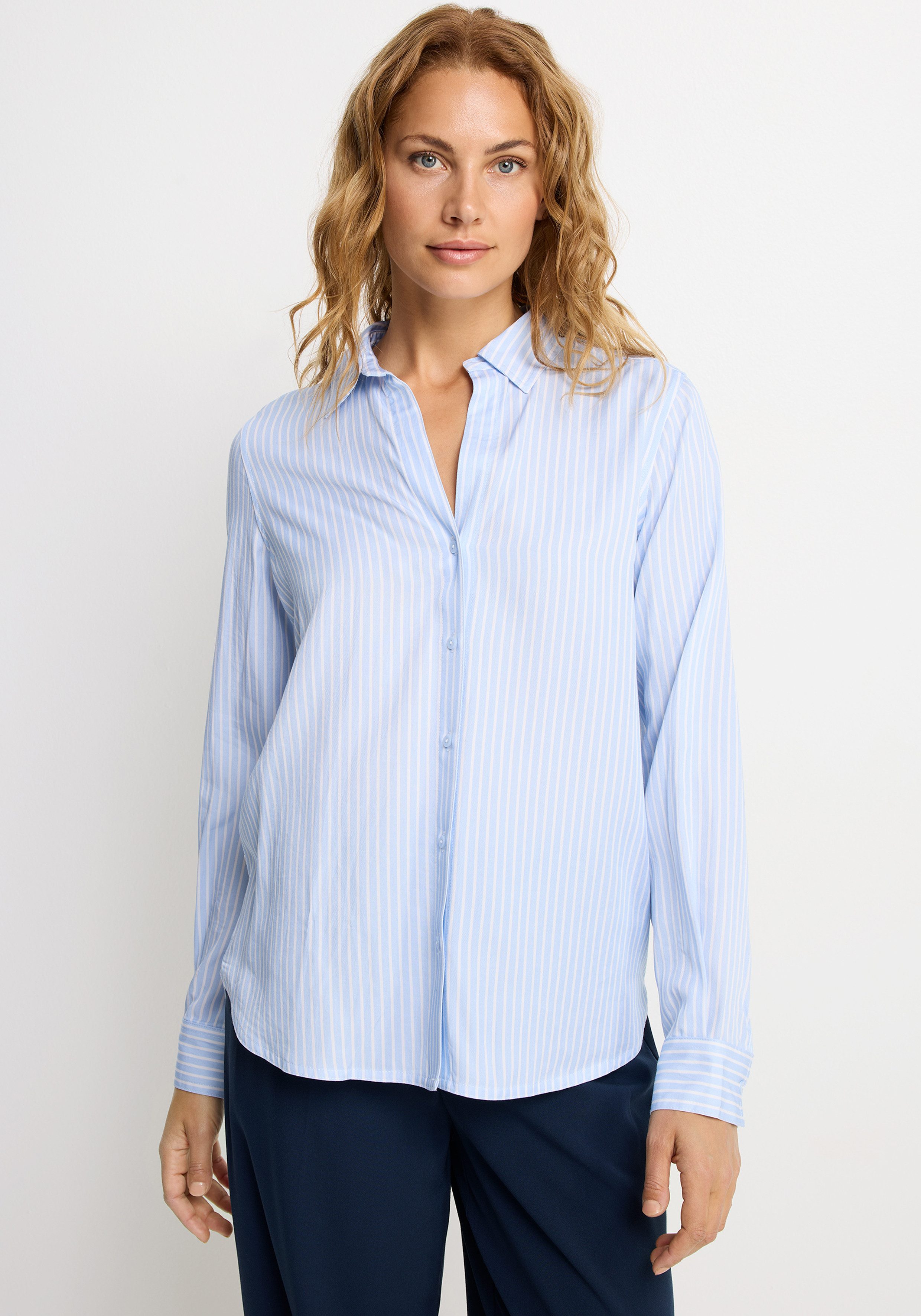 LASCANA Hemdbluse aus Lyocellqualität, Streifenbluse mit langen Ärmeln