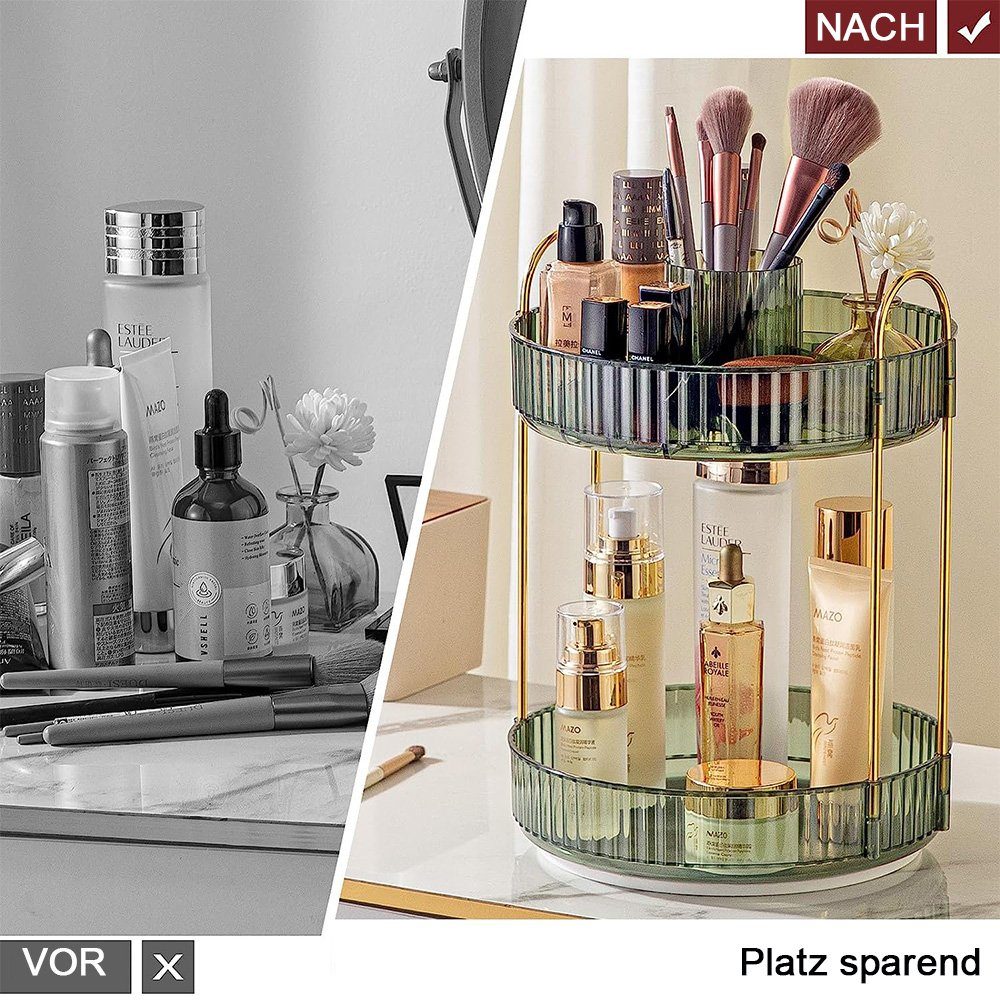 NUODWELL Make-Up Organizer Make Up Organizer, 360° Drehbar Schmink Aufbewahrung Kosmetikbox