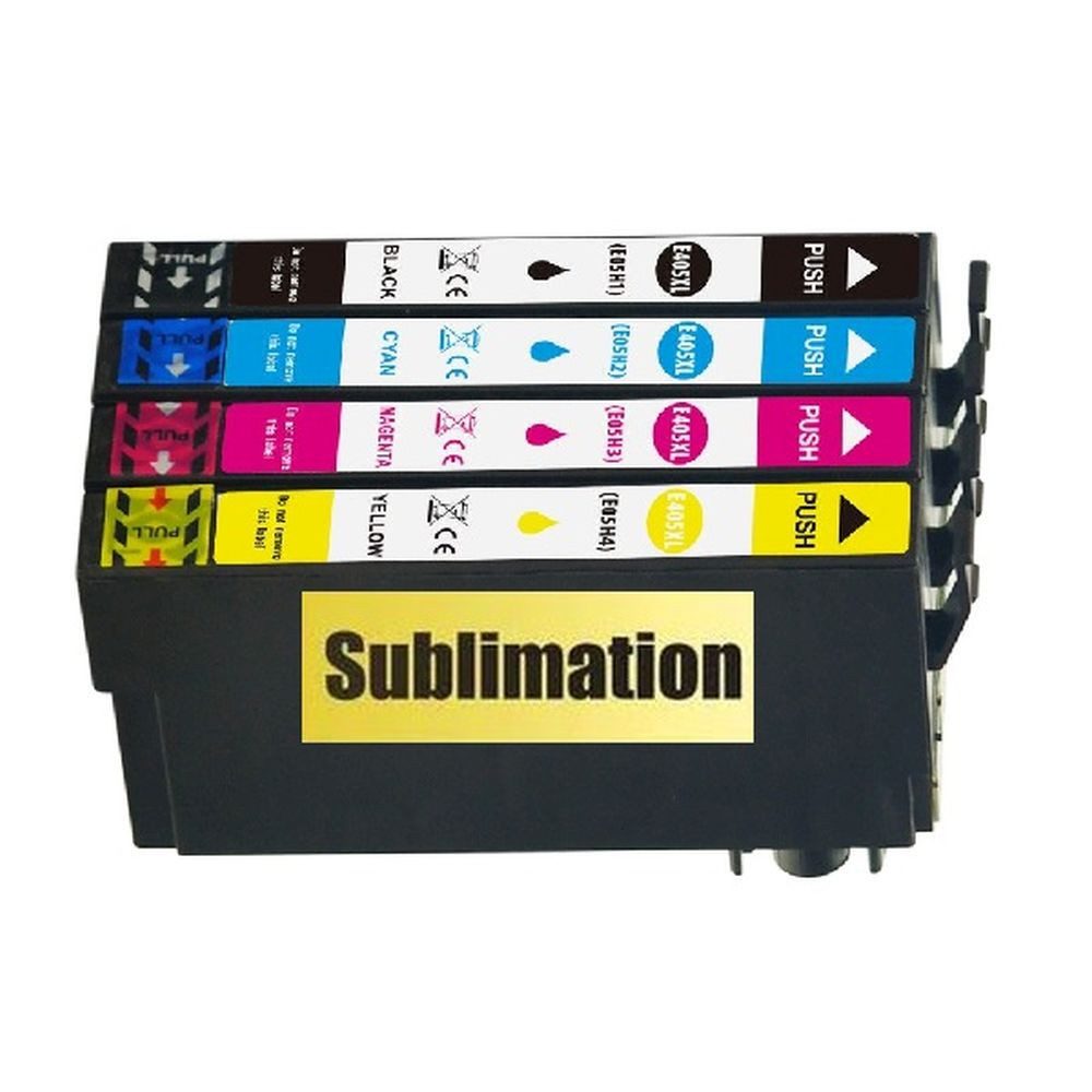 inkpro 4er Set Sublimationstintenpatronen kompatibel mit Epson 405XL Tintenpatrone (mit Sublimationstinte für WorkForce WF-7310, WF-7830, WF-7835, WF-7840, WorkForce Pro WF-3820, WF-3825, WF-4820, WF-4825, WF-4830, 4-tlg., XL Füllmengen: black, cyan, magenta, gelb je 24 ml)