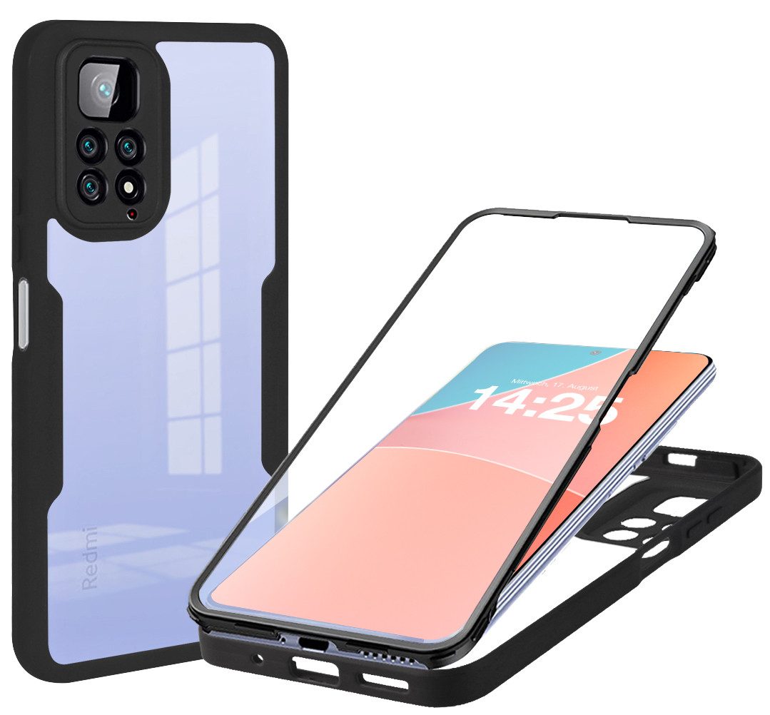 Tec-Expert Handyhülle 360 Grad Hülle für Xiaomi Redmi Note 11 6.43 Zoll, 6.43, Rundum Schutz Cover Case Hülle robust
