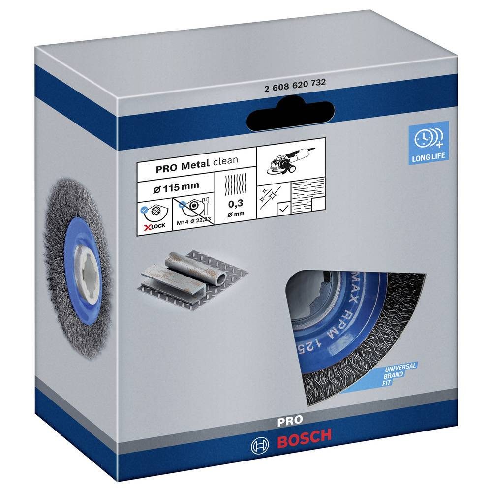 BOSCH Schleifaufsatz Scheibenbürste Clean for Metal X-LOCK, gewellt, 115 mm, 0.3 2608620732