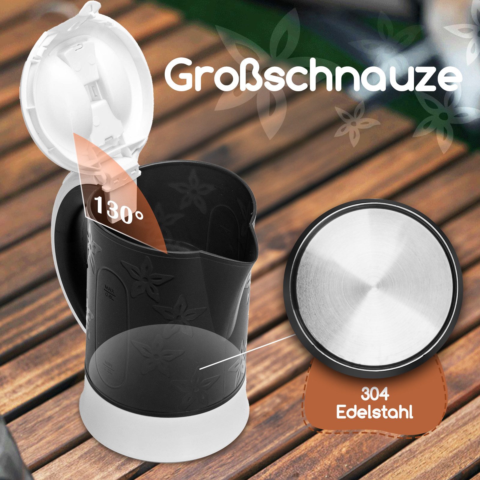 Aigostar Wasserkocher Aigostar - Kleiner Wasserkocher 0,6 L, 2 Tassen und 2 Teelöffel, Kleiner Wasserkocher 0,6 L, 2 Tassen und 2 Teelöffel – Bild 5 von 5