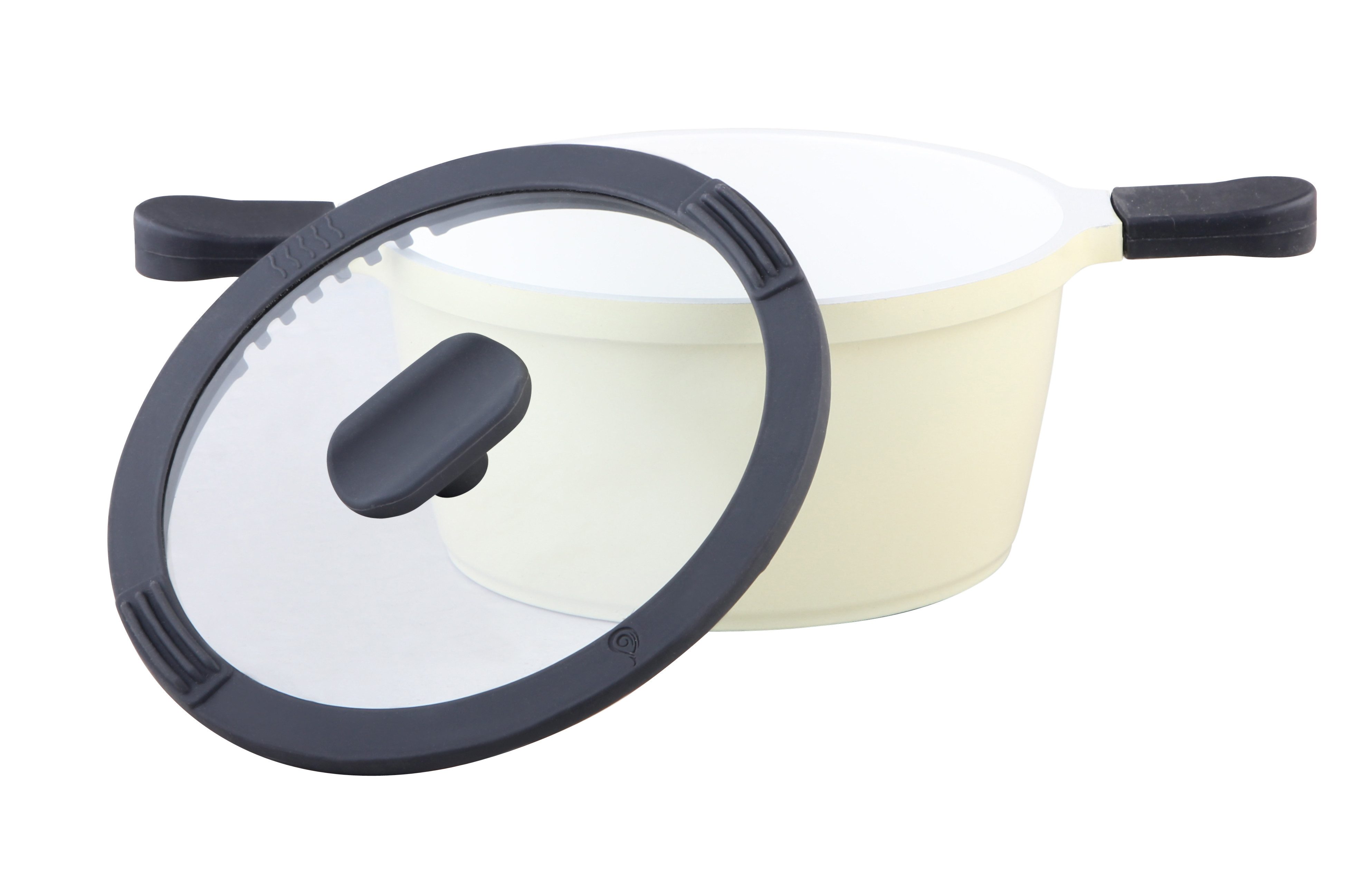 Mulex Kochtopf HAPPY Topf 28 cm vanille, Aluguß (exzellenter Antihafteffekt, leichte Reinigung), induktionsgeeignet