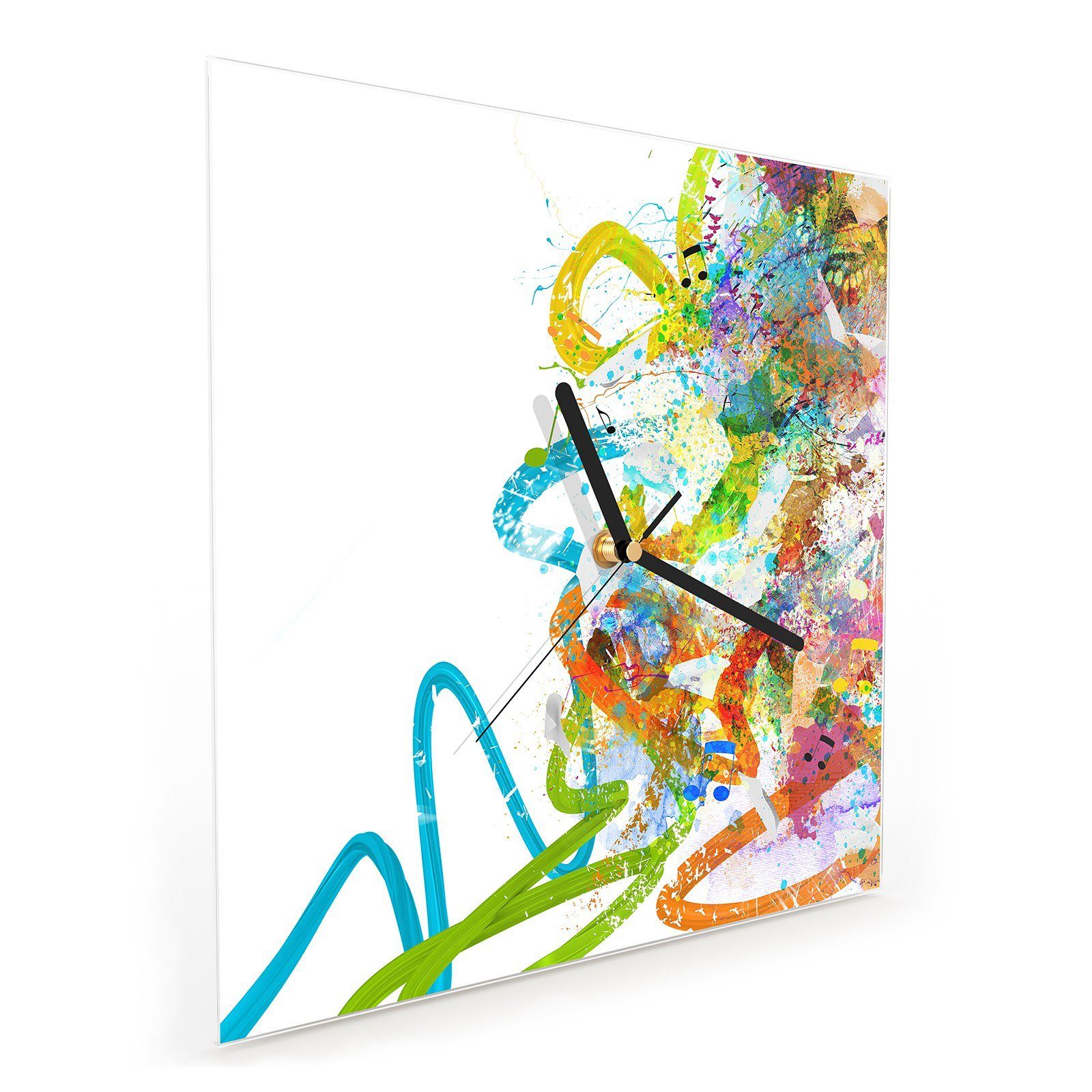 Primedeco Wanduhr Glasuhr Wanduhr Wandkunst Muster Farbiges cm mit Größe 30 30 Motiv x