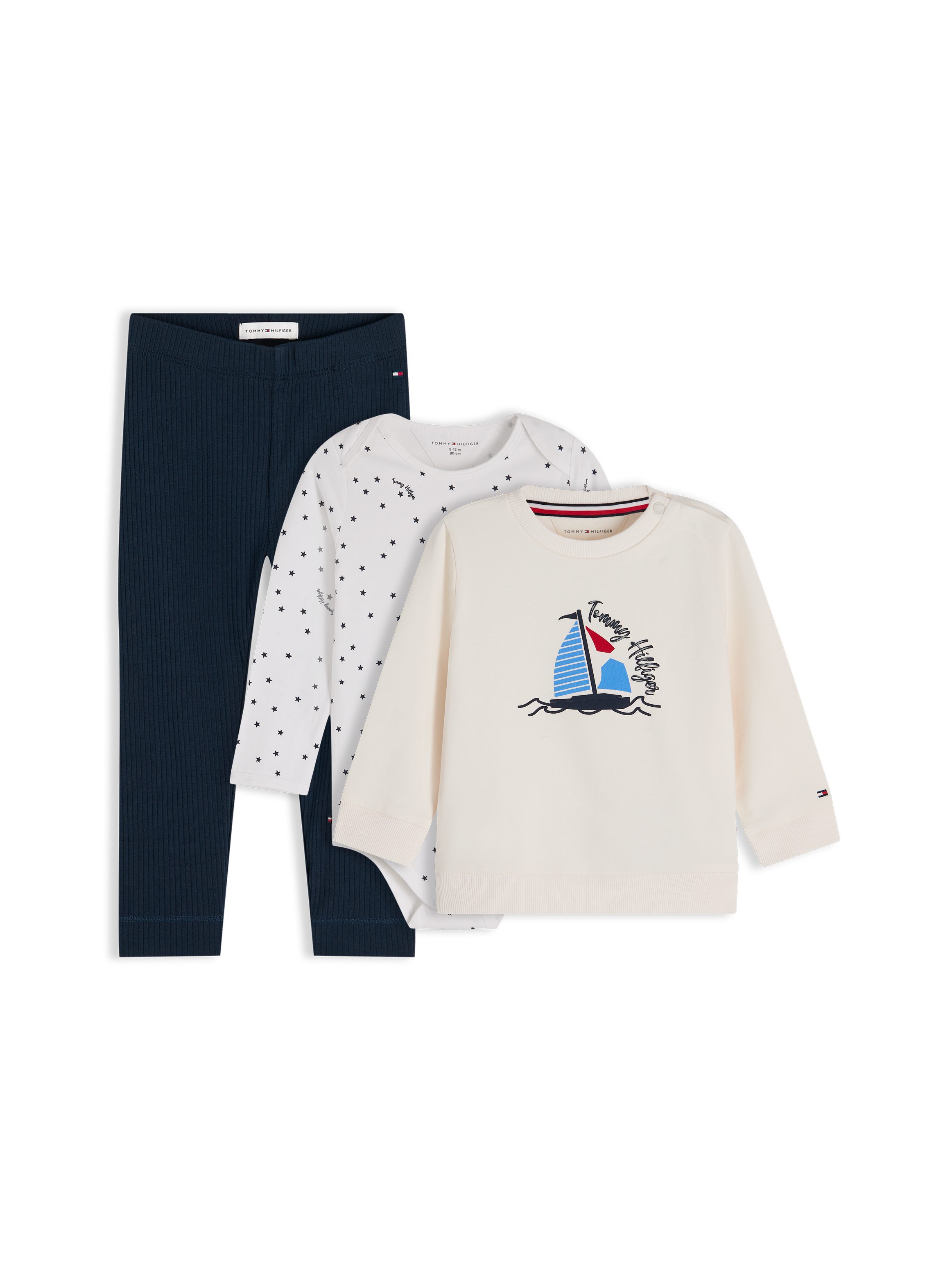 Tommy Hilfiger Neugeborenen-Geschenkset (Set, 3-tlg) Shirt, Body & Jerseyhose für Babys
