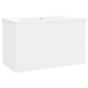 vidaXL Waschtisch Waschbeckenunterschrank mit Einbaubecken Weiß Spanplatte 80 cm
