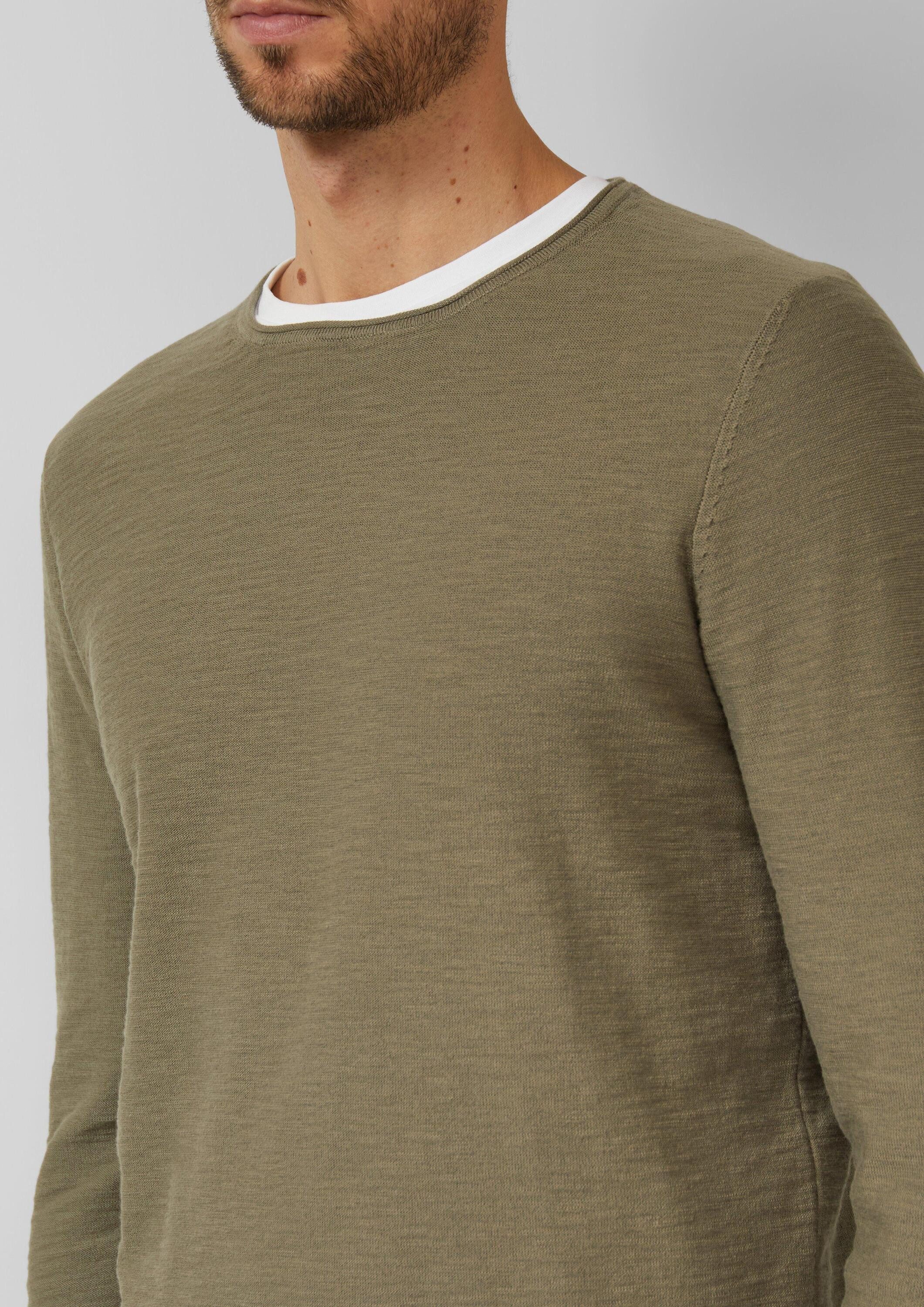 s.Oliver Longpullover Strickpullover Strickpullover mit Flammgarnstruktur und Rollkante
