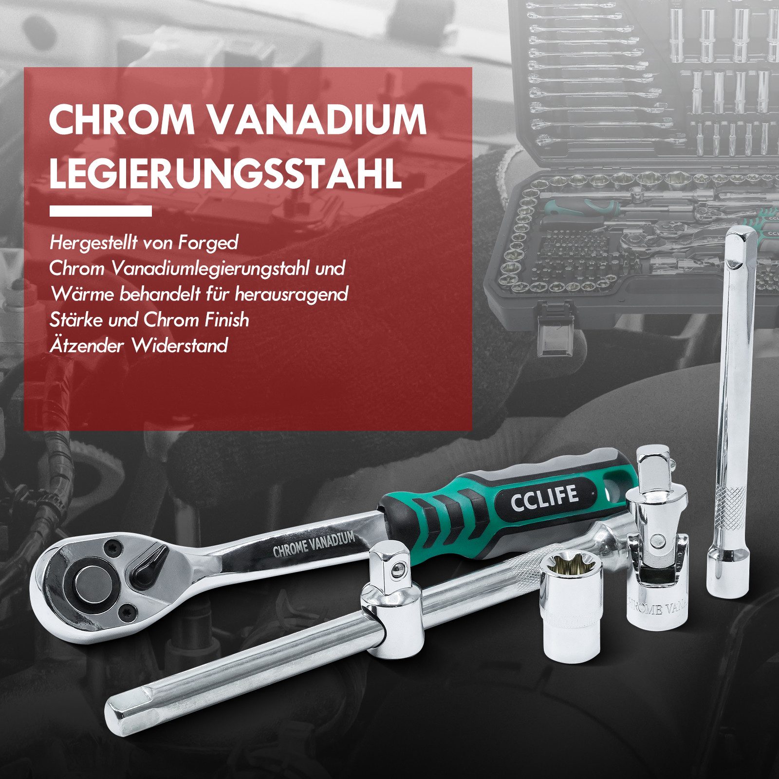 CCLIFE Steckschlüssel Steckschlüsselsatz Ratschenkasten Werkzeugkoffer Knar günstig online kaufen