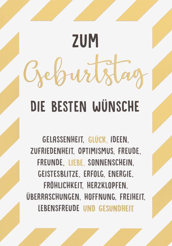 Grußkarten Geburtstag - Black & Gold - Glückwunschkarte im Format 11,5x17cm mit