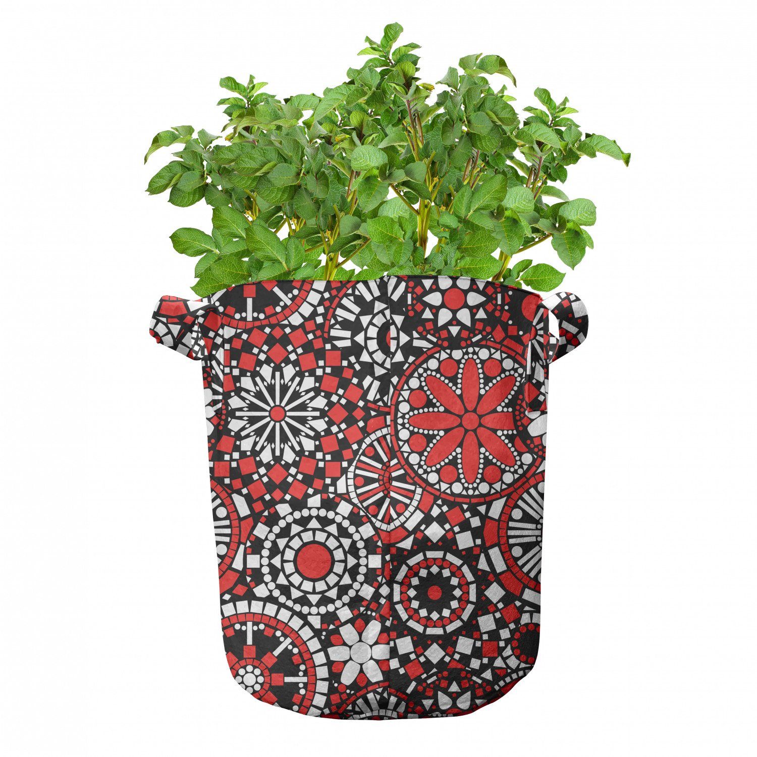 Abakuhaus Pflanzkübel Stofftöpfe mit Blumen-Mosaik hochleistungsfähig Red für Griffen Mandala Pflanzen