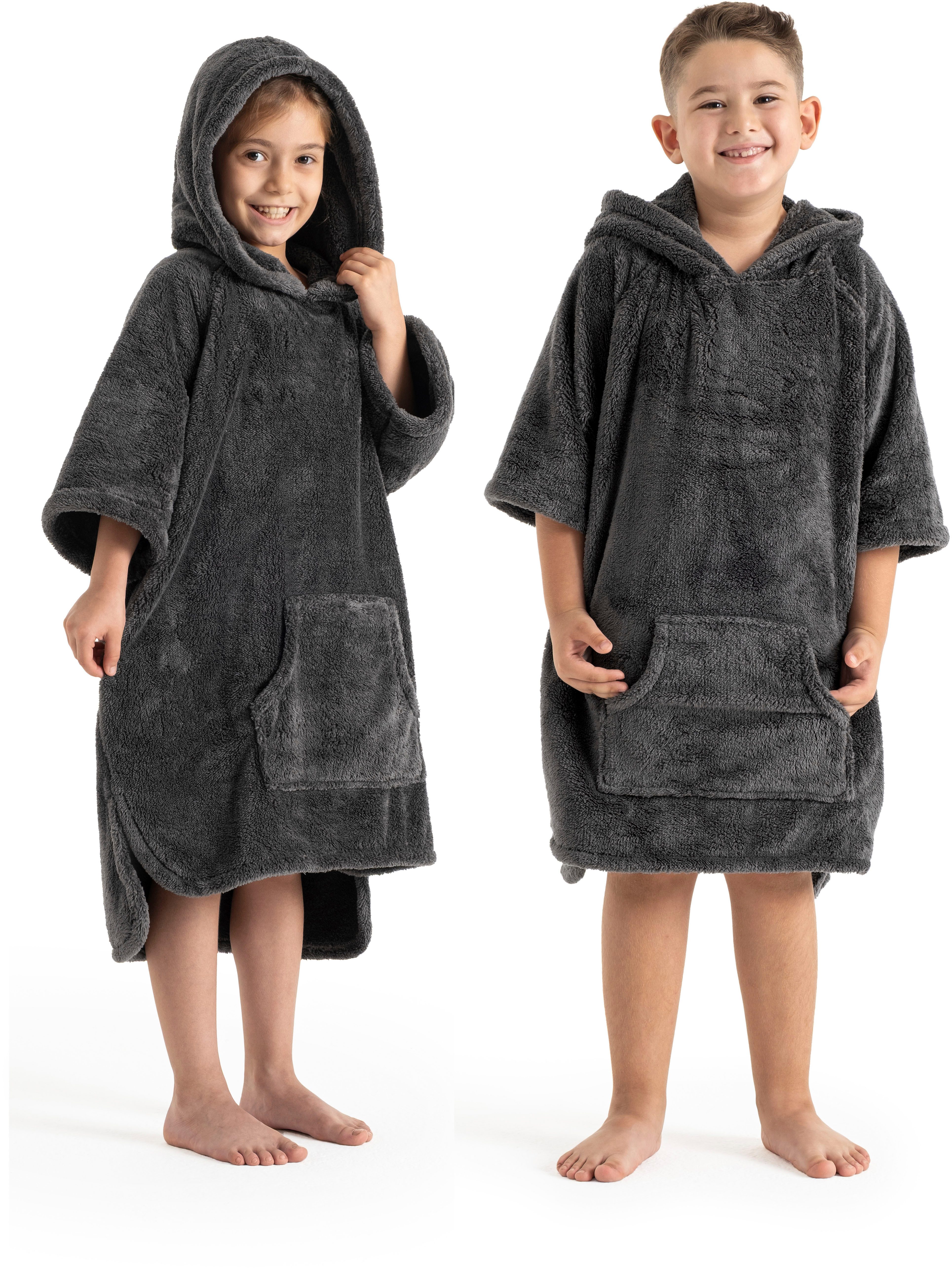 my home Badeponcho Lillou, für Kinder, ideal für Urlaub oder im Schwimmbad, Midilänge, Microfaser, Kapuze, weich und kuschelig, Fleece, plüsch, Surfponcho