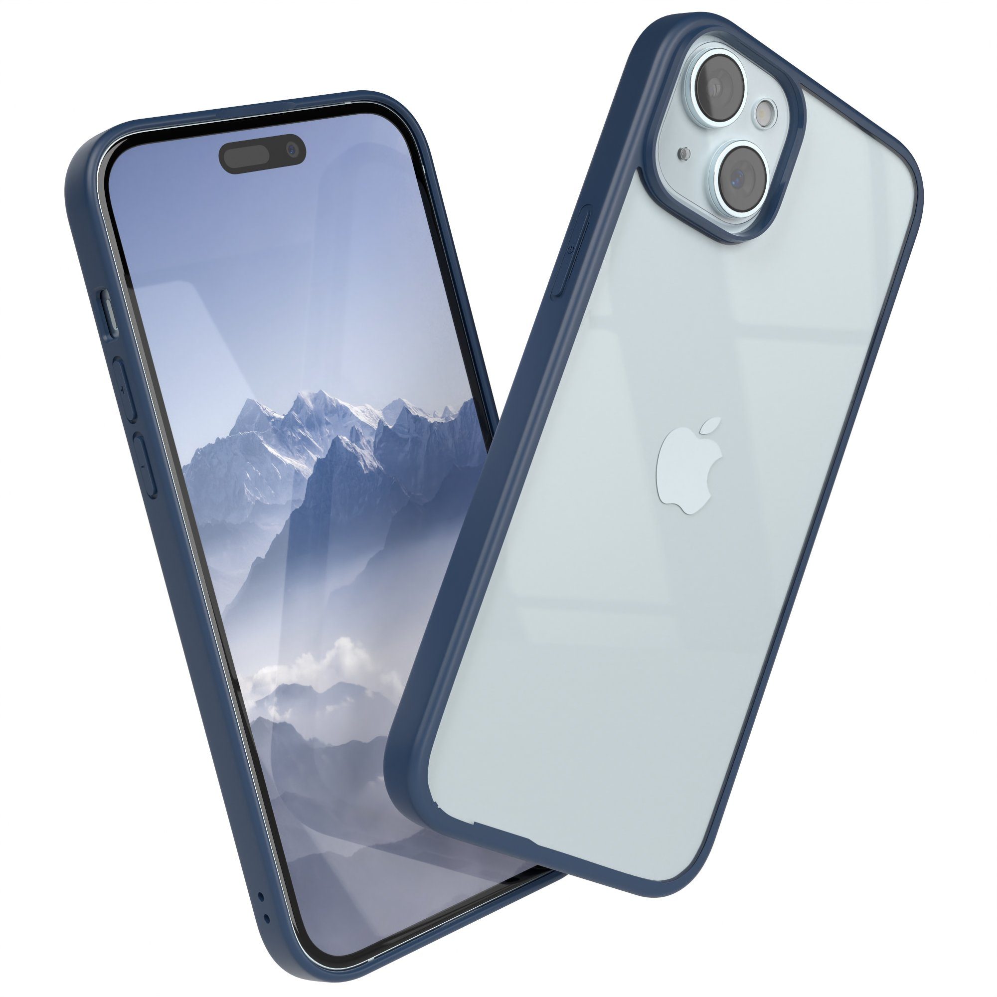 EAZY CASE Handyhülle Bumper Case für Apple iPhone 15 Plus 6,7 Zoll, Handyhülle Dünn mit Kameraschutz Hybrid Handyhülle Rand Nacht Blau